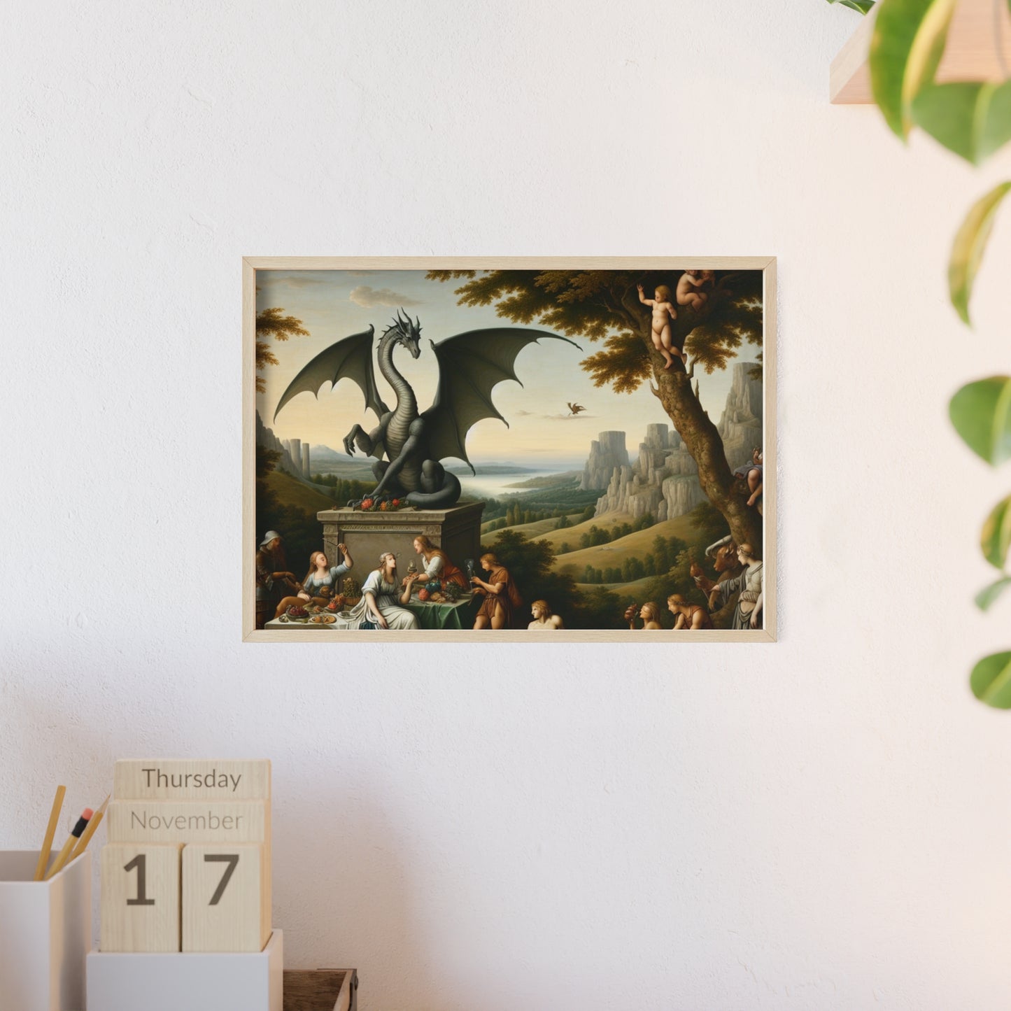 Framed Dragon Statue Poster