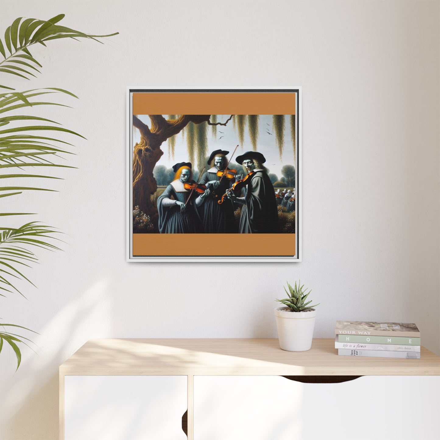 Vermeer's Vampire Violinists Canvas, Framed (Multi-color)