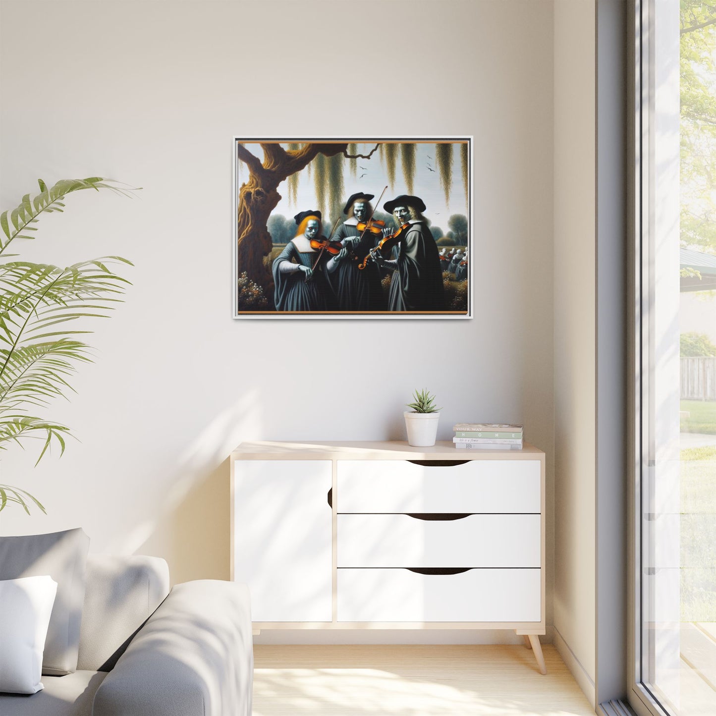 Vermeer's Vampire Violinists Canvas, Framed (Multi-color)