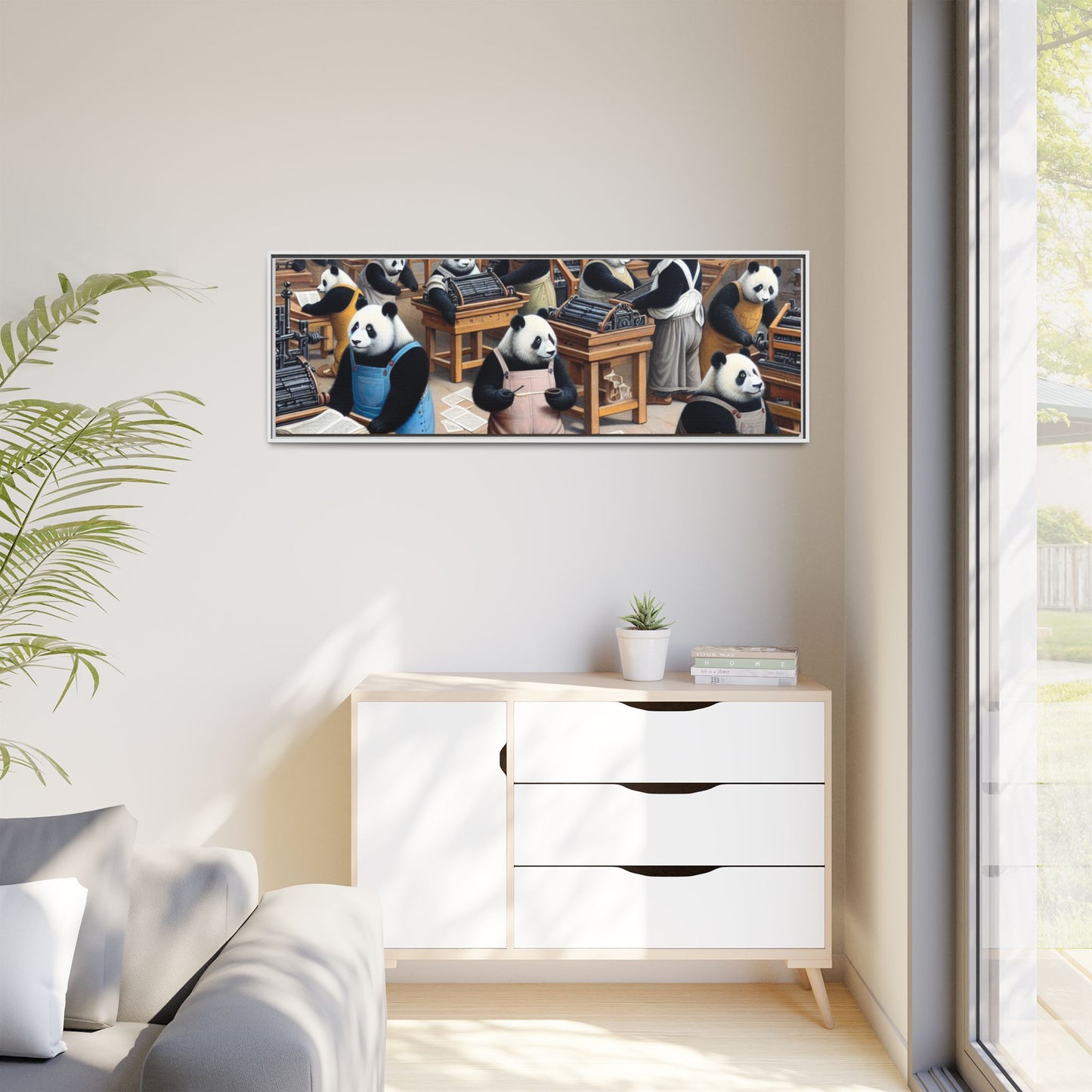 Printing Pandamonium Canvas, Framed (Multi-color)