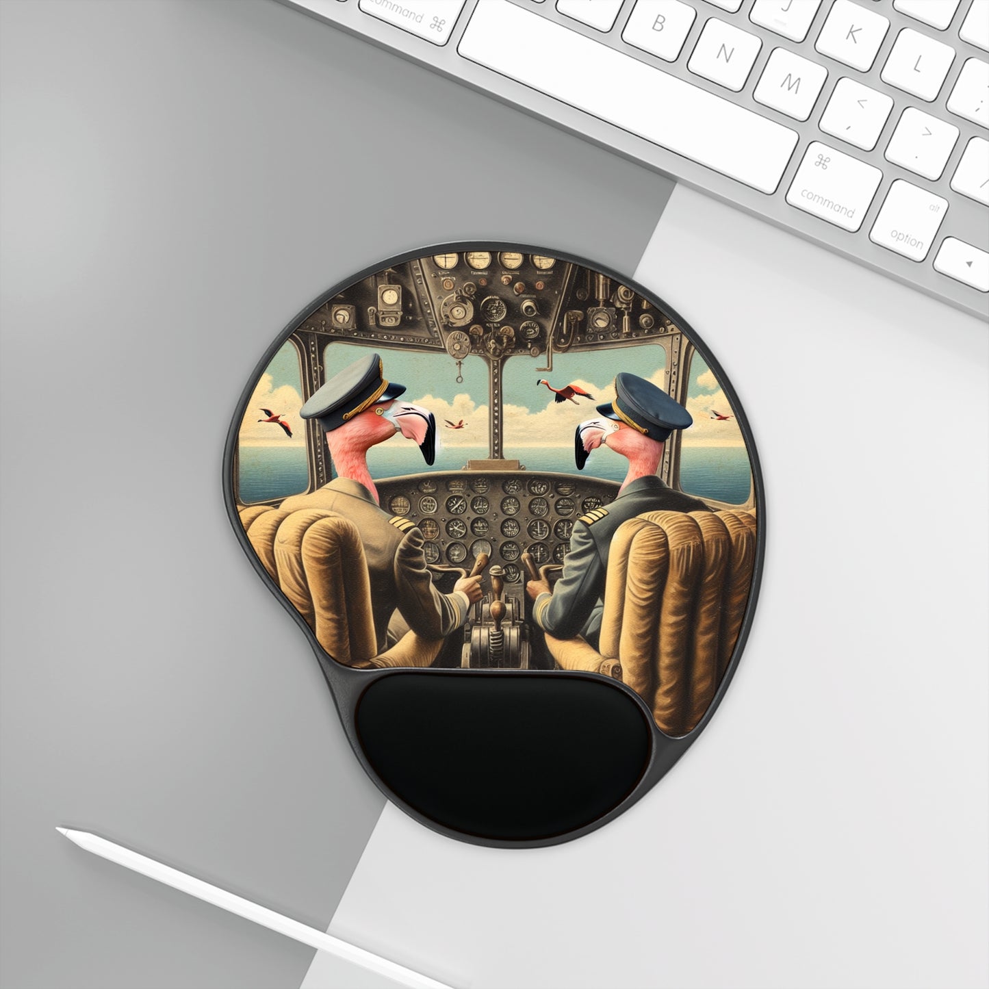 Flamingo Flight Deck Mouse Pad with Wrist Rest