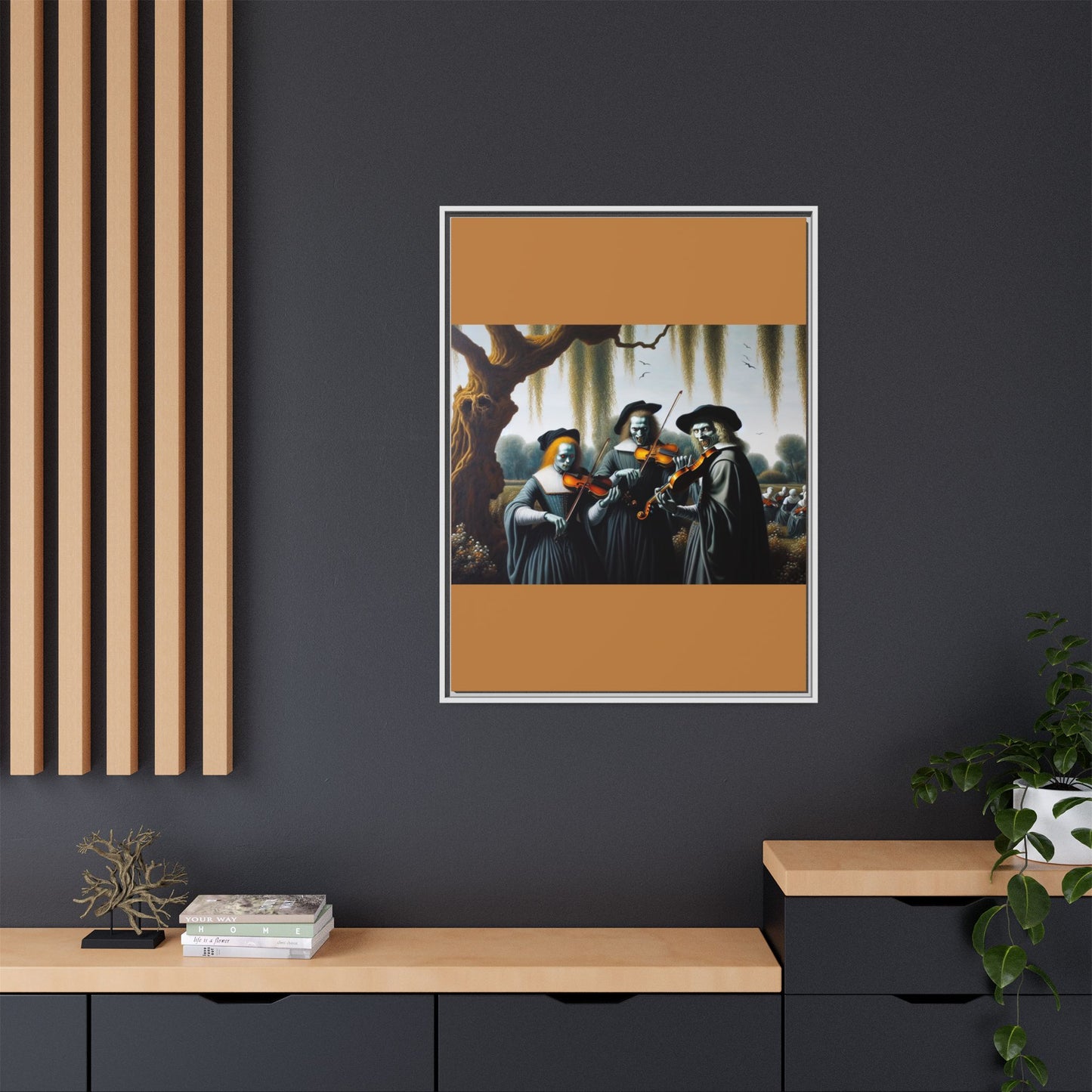 Vermeer's Vampire Violinists Canvas, Framed (Multi-color)