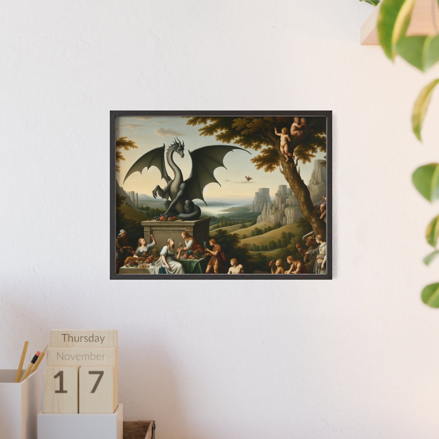 Framed Dragon Statue Poster