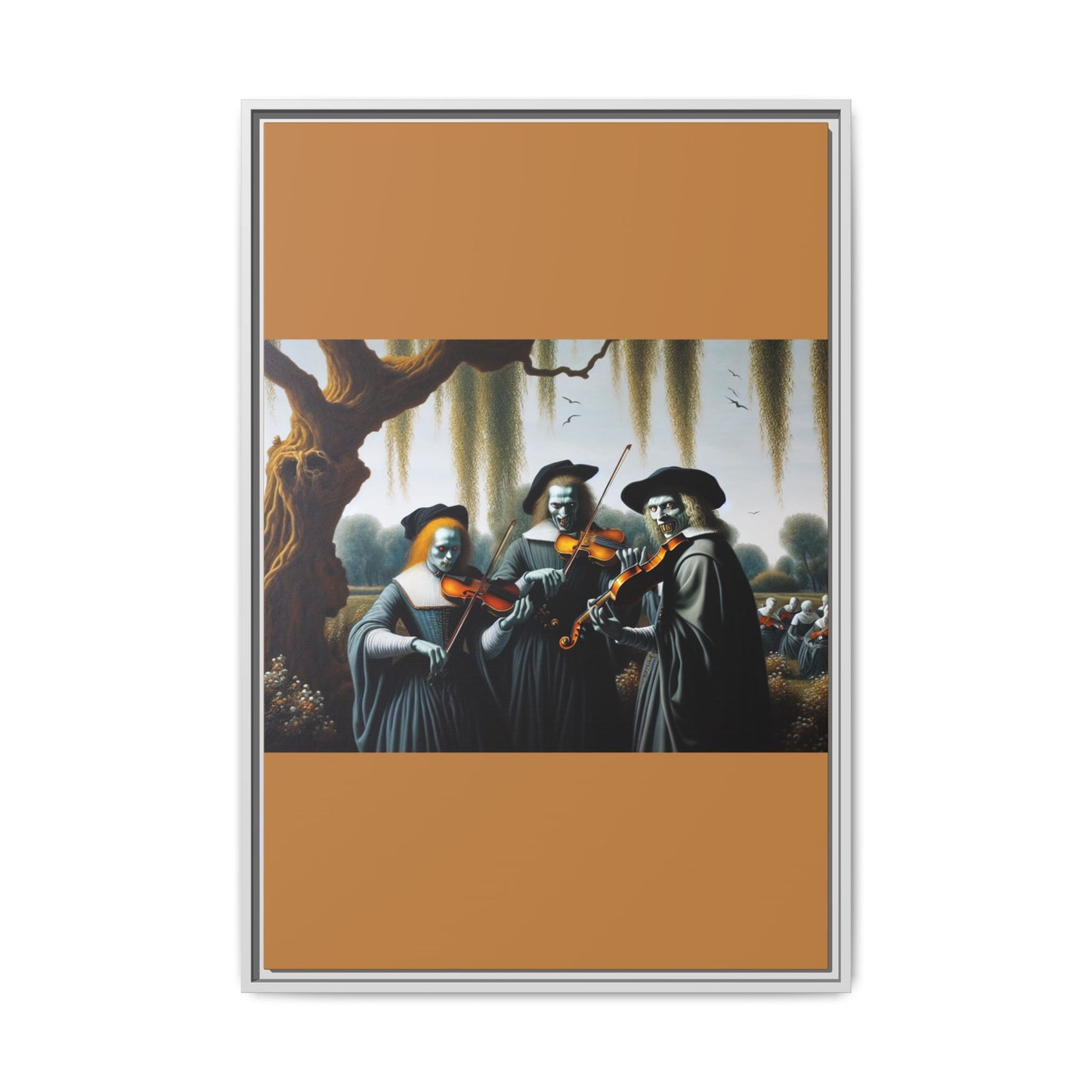 Vermeer's Vampire Violinists Canvas, Framed (Multi-color)