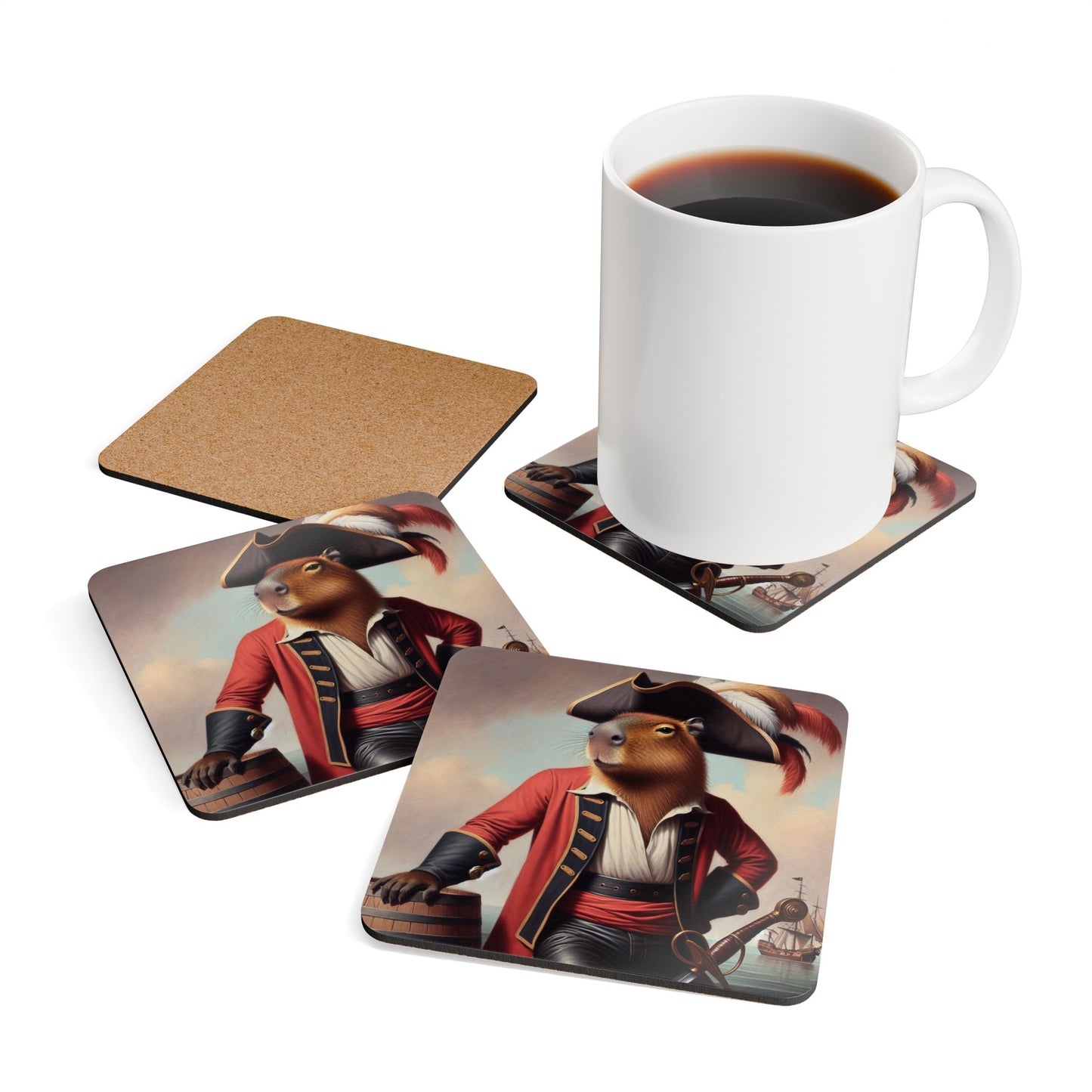 Captain Capybara 4pc Coaster Set