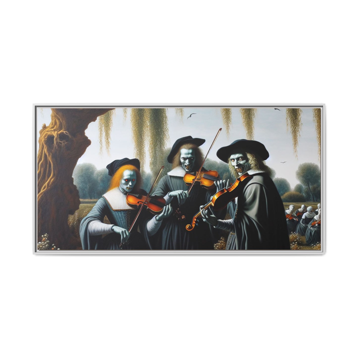 Vermeer's Vampire Violinists Canvas, Framed (Multi-color)