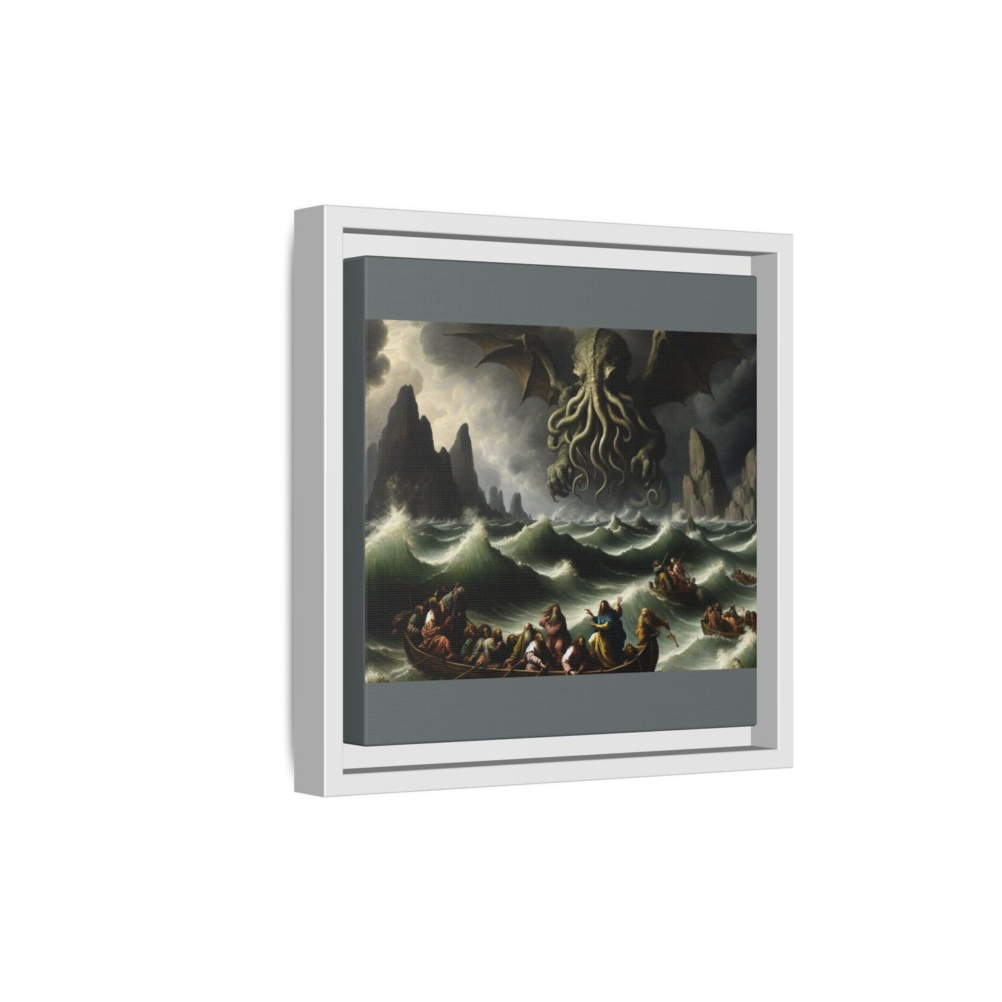 Cthulhu in the Storm Canvas, Framed (Multi-color)