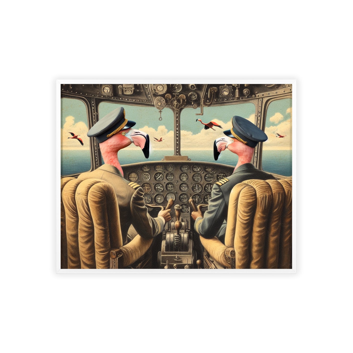 Framed Flamingo Flight Deck Poster
