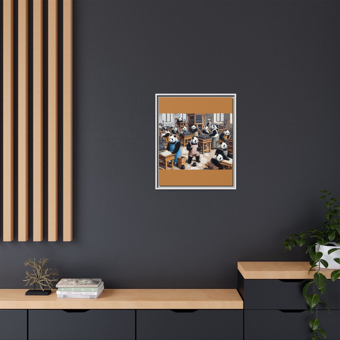 Printing Pandamonium Canvas, Framed (Multi-color)