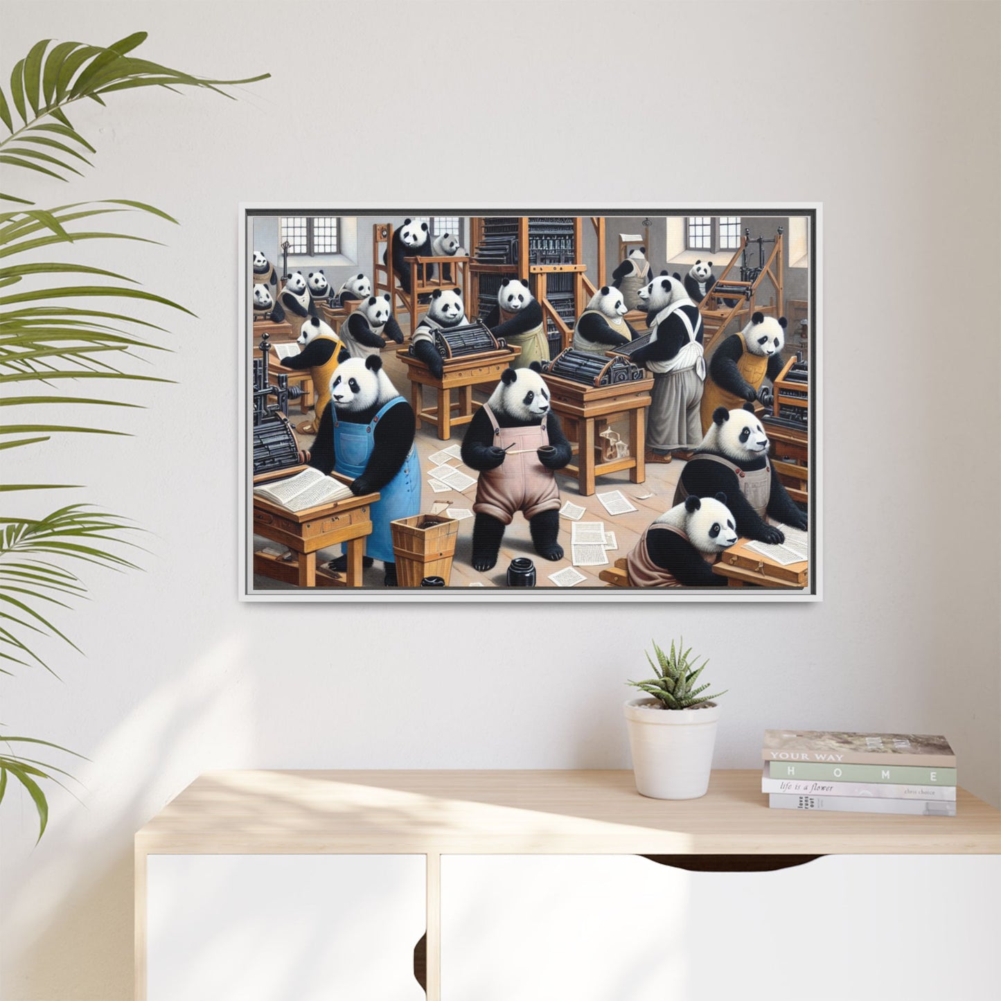 Printing Pandamonium Canvas, Framed (Multi-color)