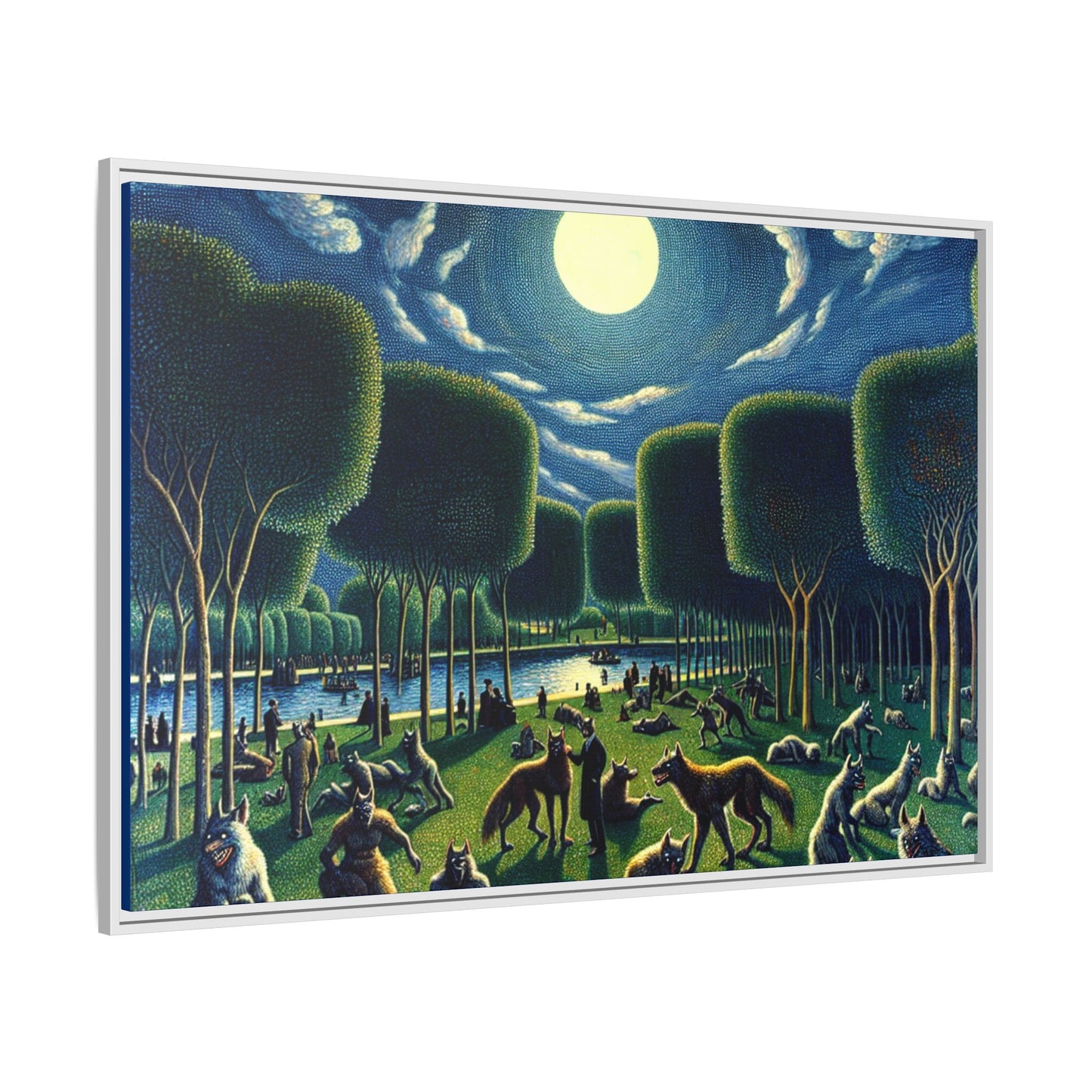 Werewolves at the Waterfront Canvas, Framed (Multi-color)