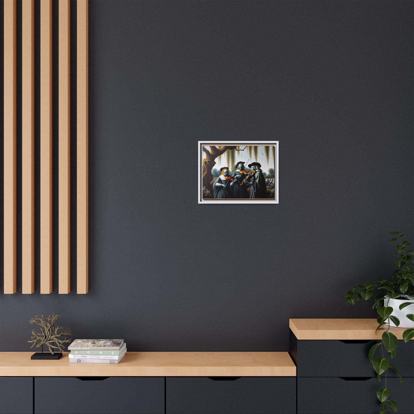 Vermeer's Vampire Violinists Canvas, Framed (Multi-color)