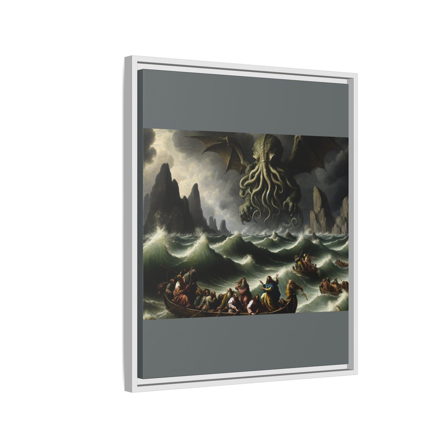 Cthulhu in the Storm Canvas, Framed (Multi-color)