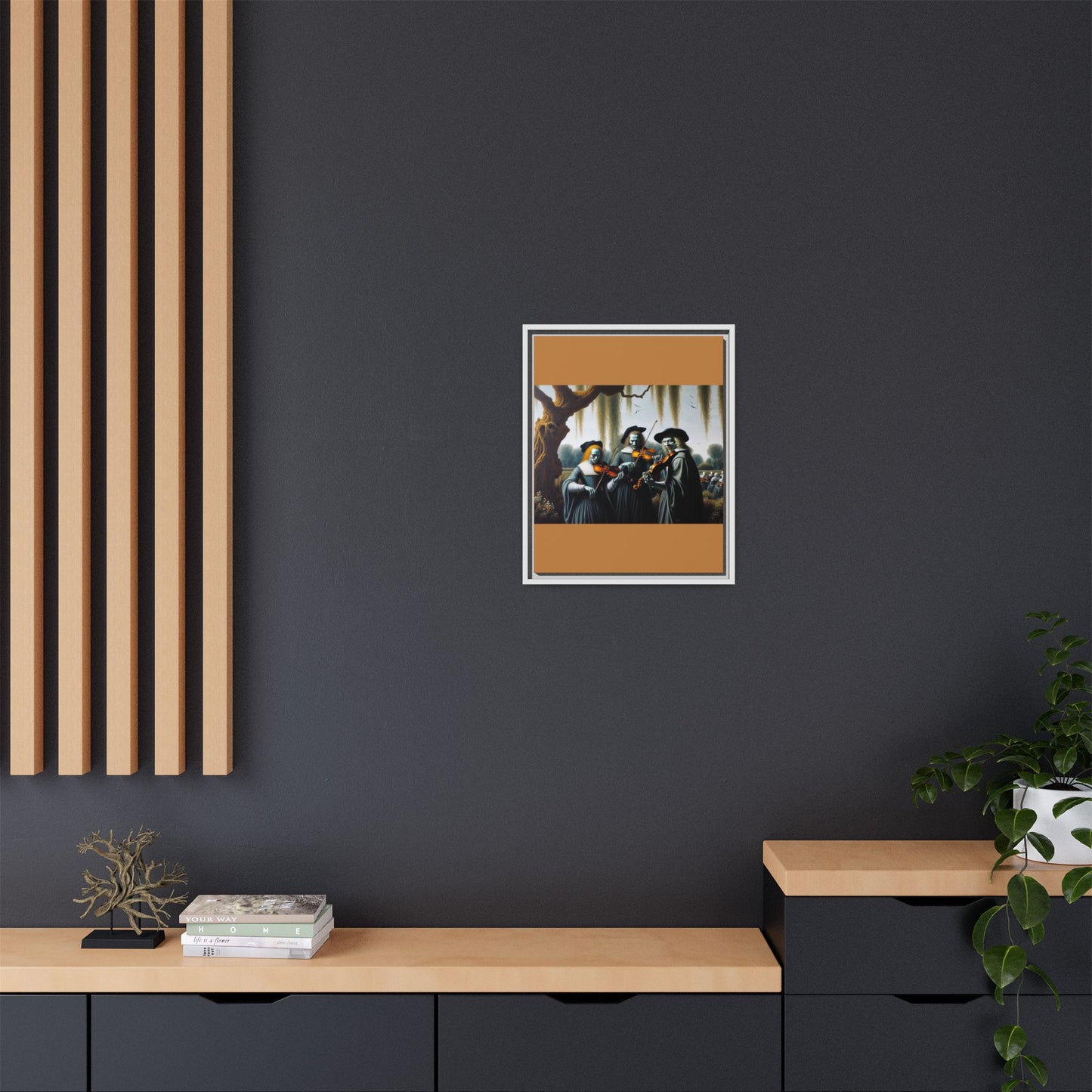 Vermeer's Vampire Violinists Canvas, Framed (Multi-color)