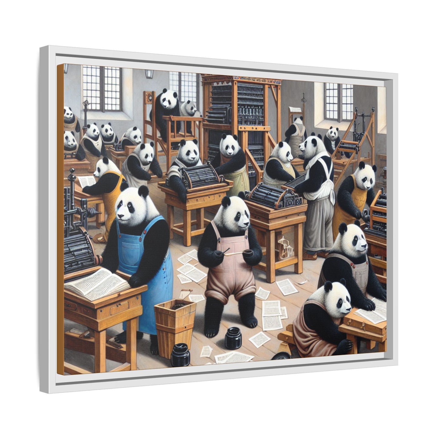 Printing Pandamonium Canvas, Framed (Multi-color)