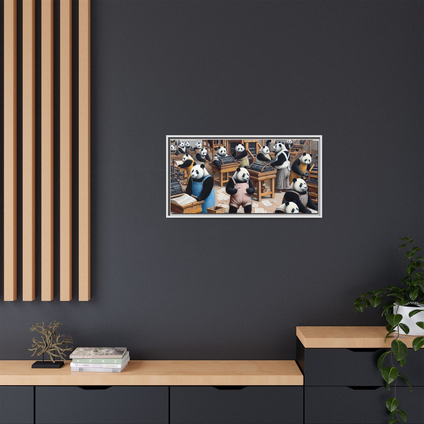 Printing Pandamonium Canvas, Framed (Multi-color)