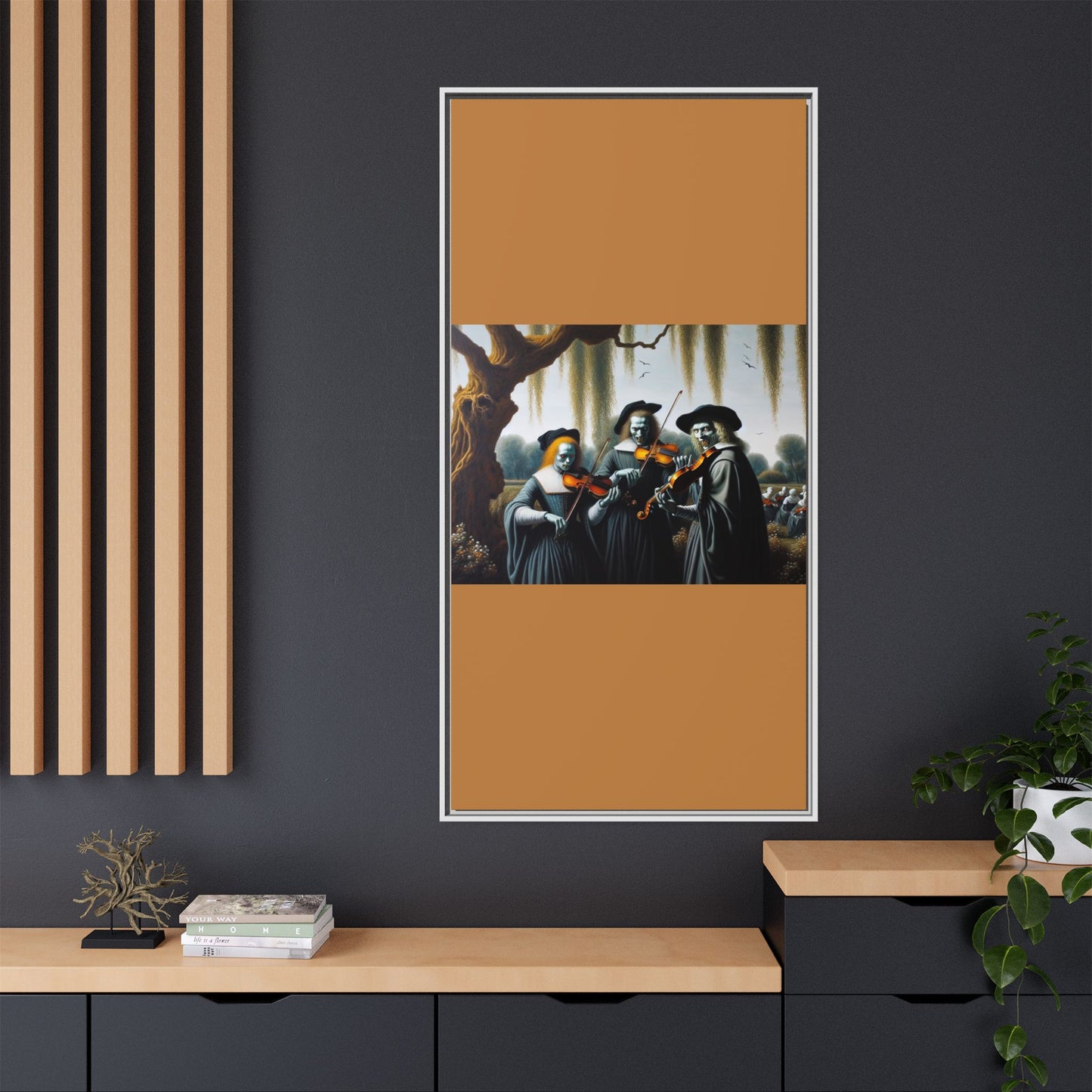 Vermeer's Vampire Violinists Canvas, Framed (Multi-color)