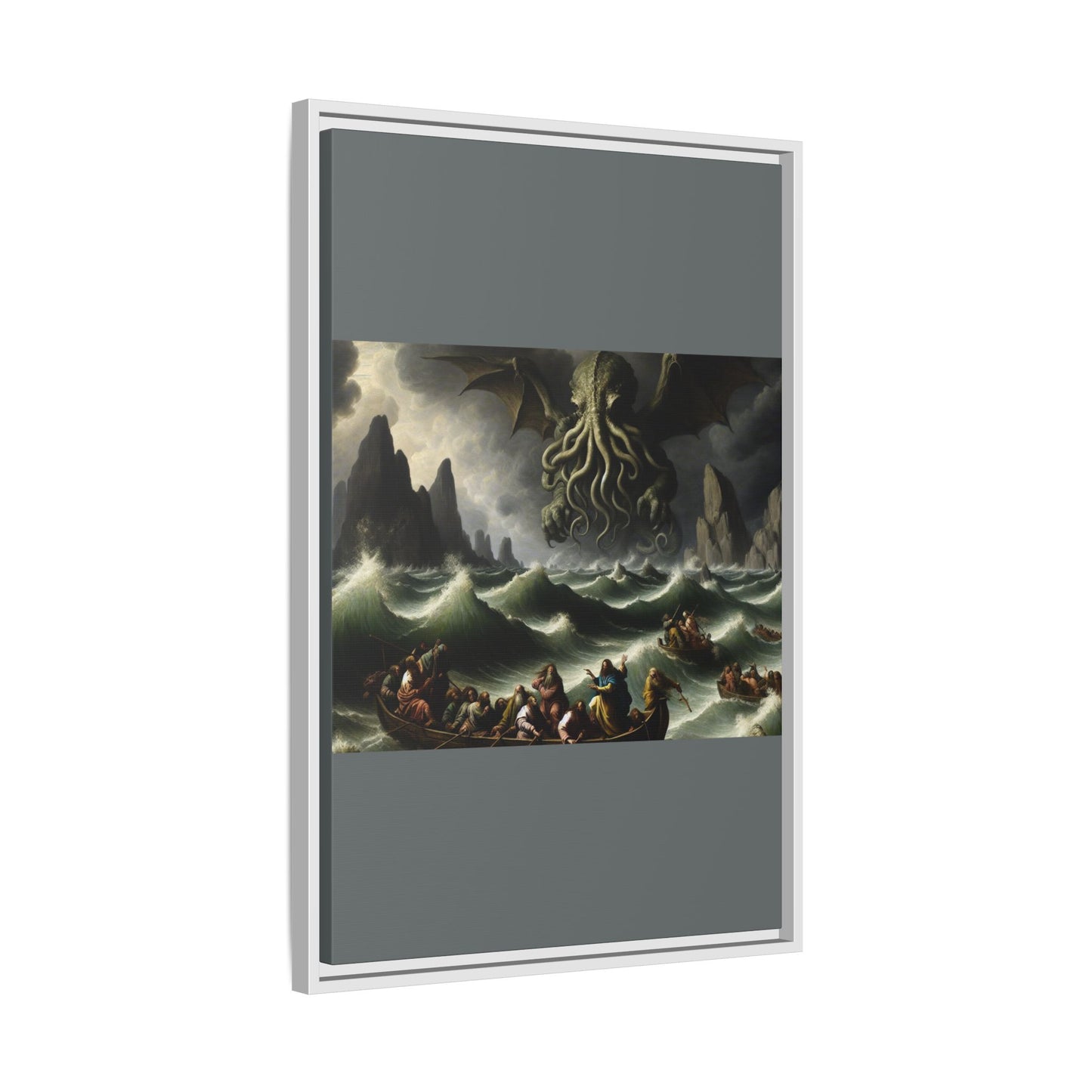 Cthulhu in the Storm Canvas, Framed (Multi-color)