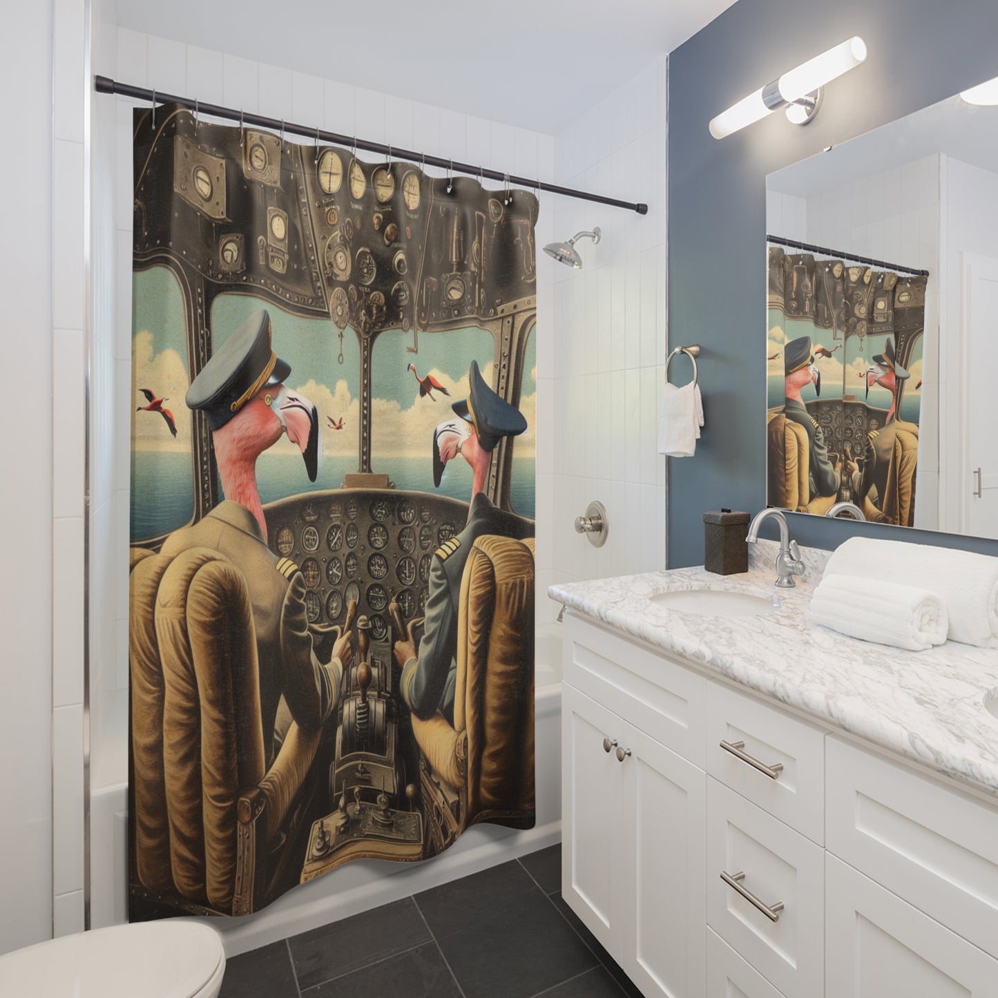 Flamingo Flight Deck Shower Curtain