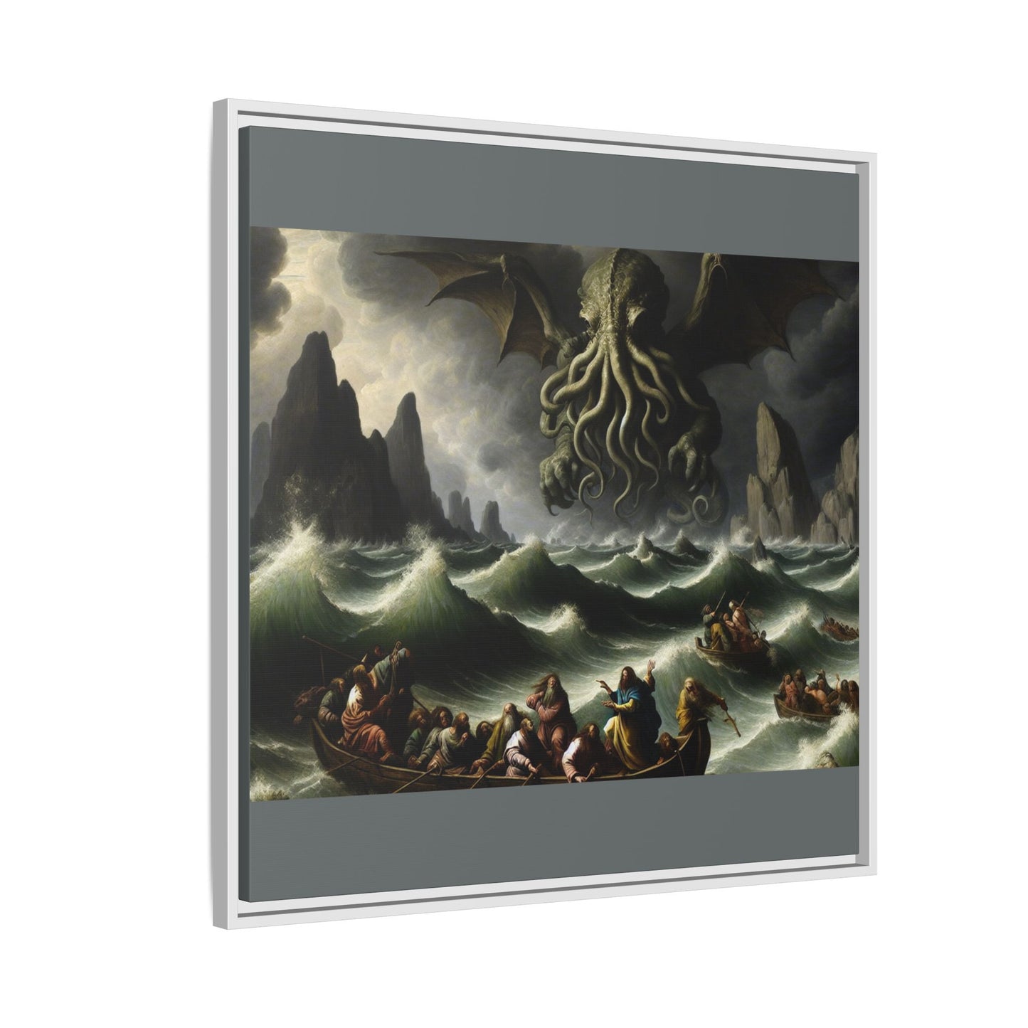 Cthulhu in the Storm Canvas, Framed (Multi-color)