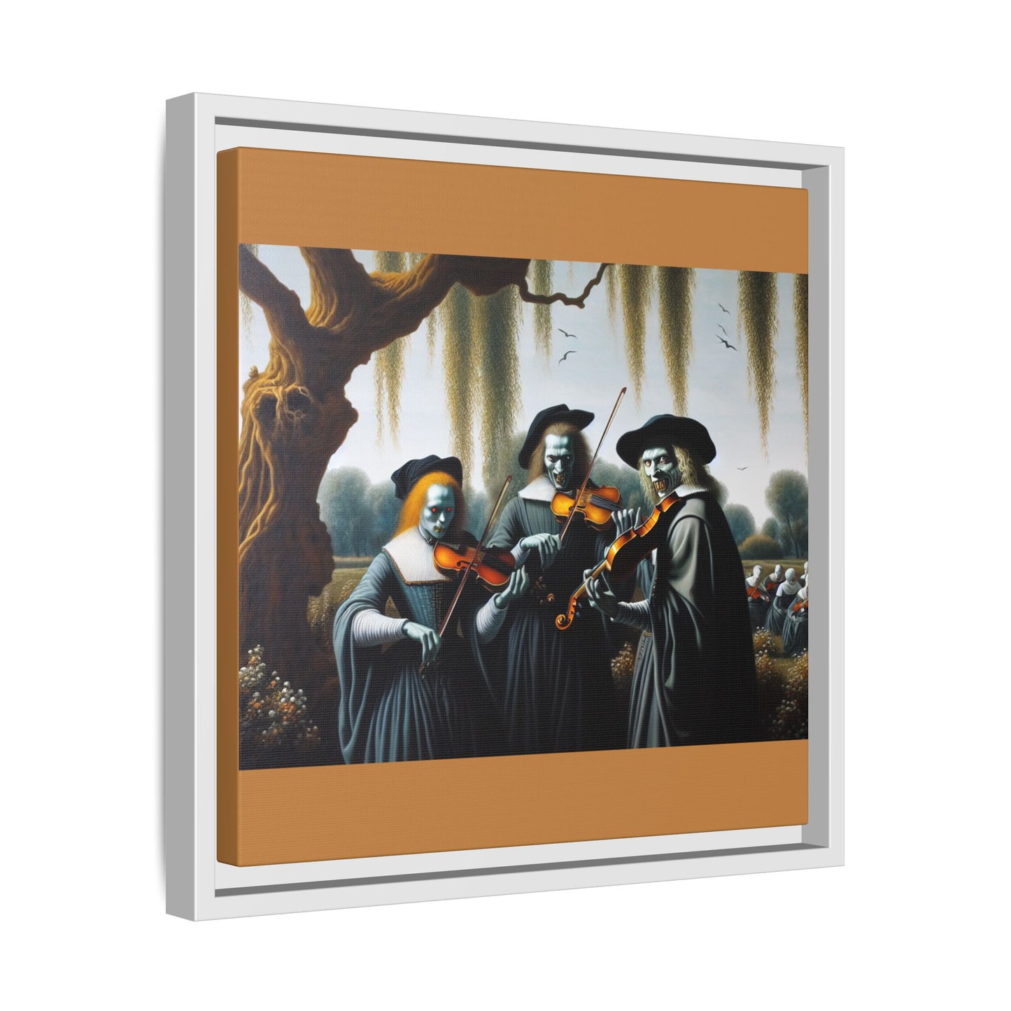Vermeer's Vampire Violinists Canvas, Framed (Multi-color)