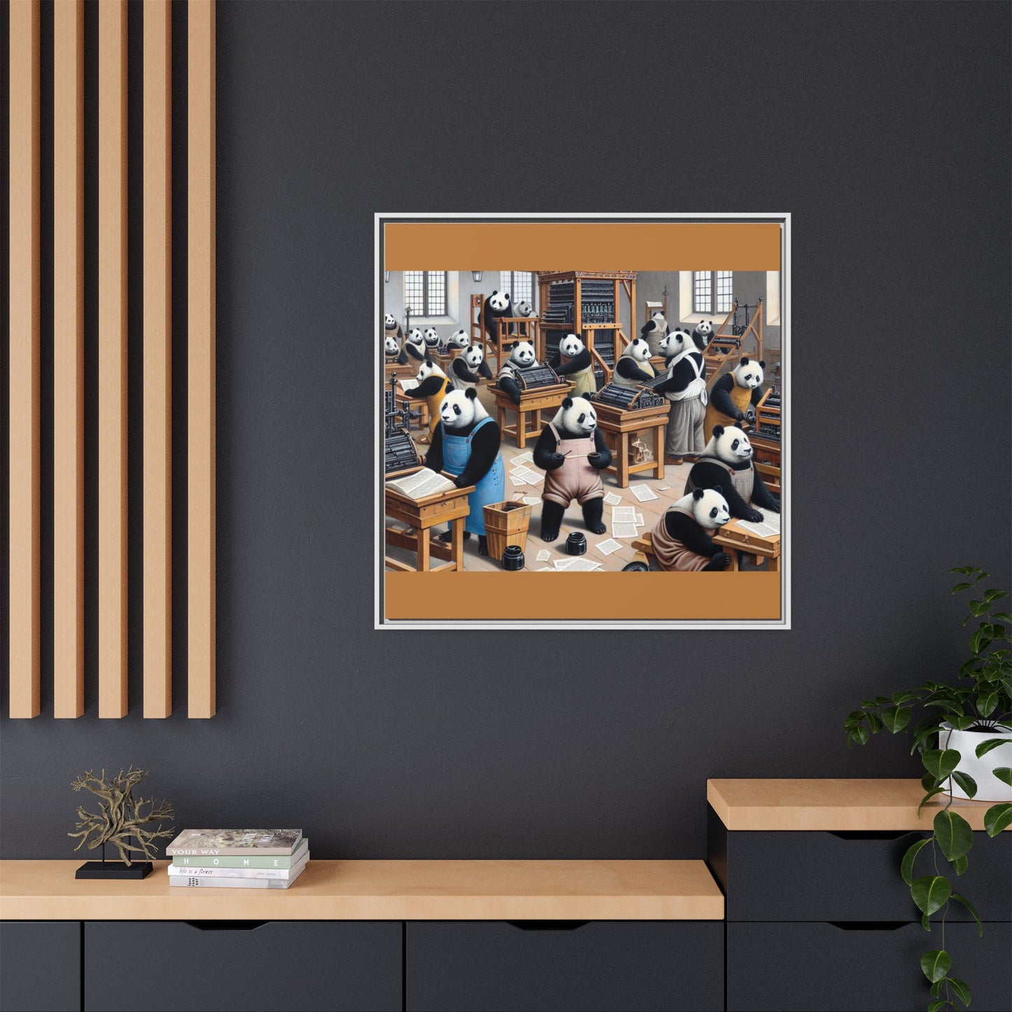 Printing Pandamonium Canvas, Framed (Multi-color)