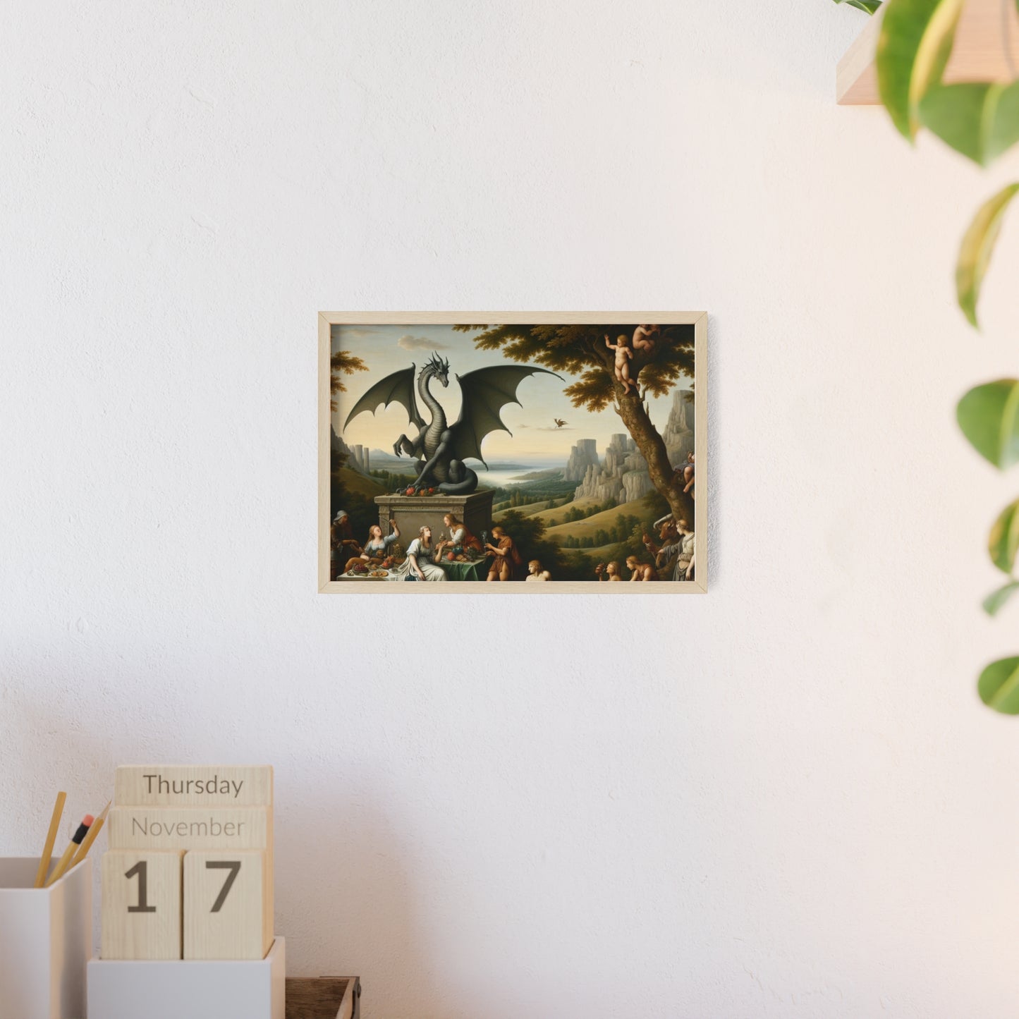 Framed Dragon Statue Poster