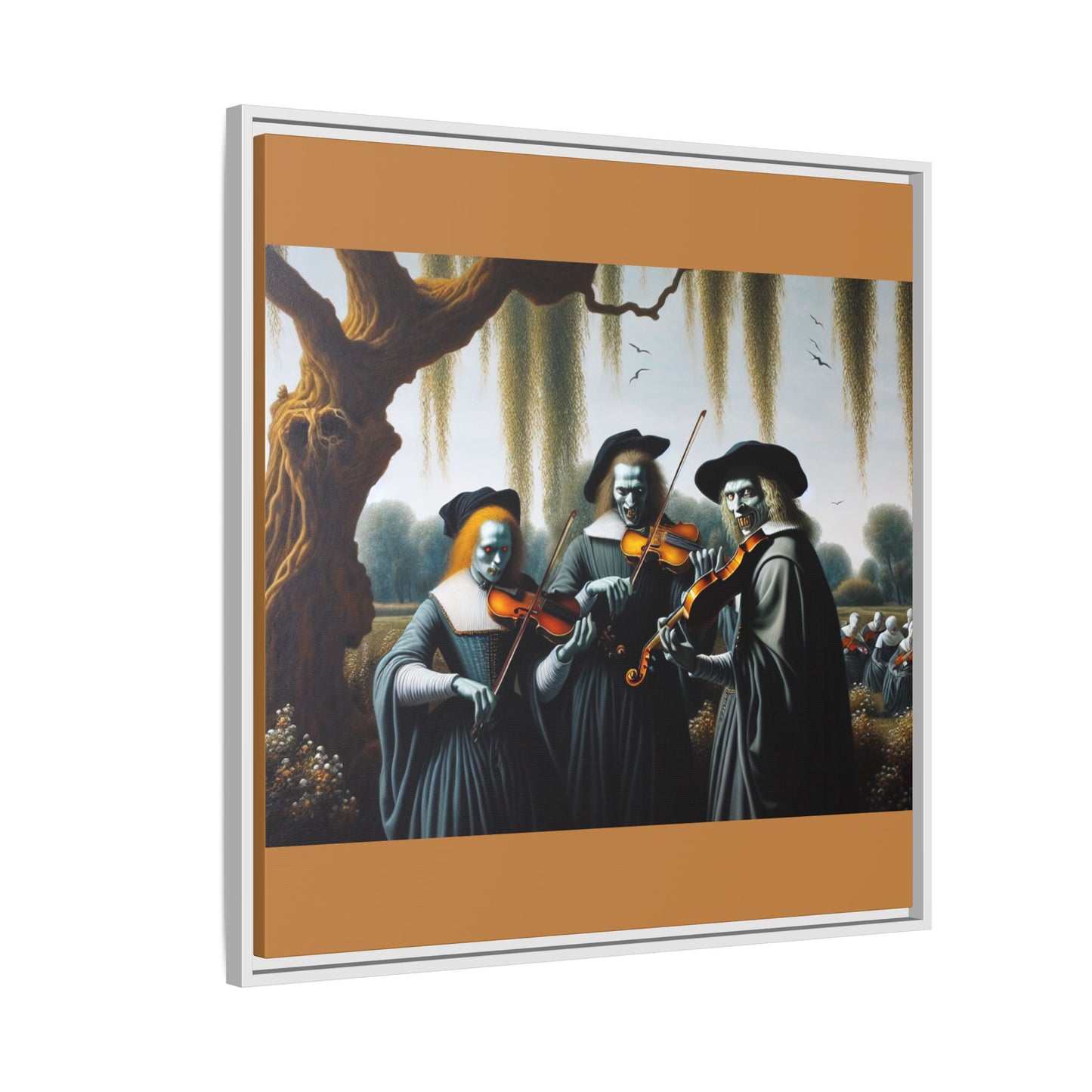 Vermeer's Vampire Violinists Canvas, Framed (Multi-color)