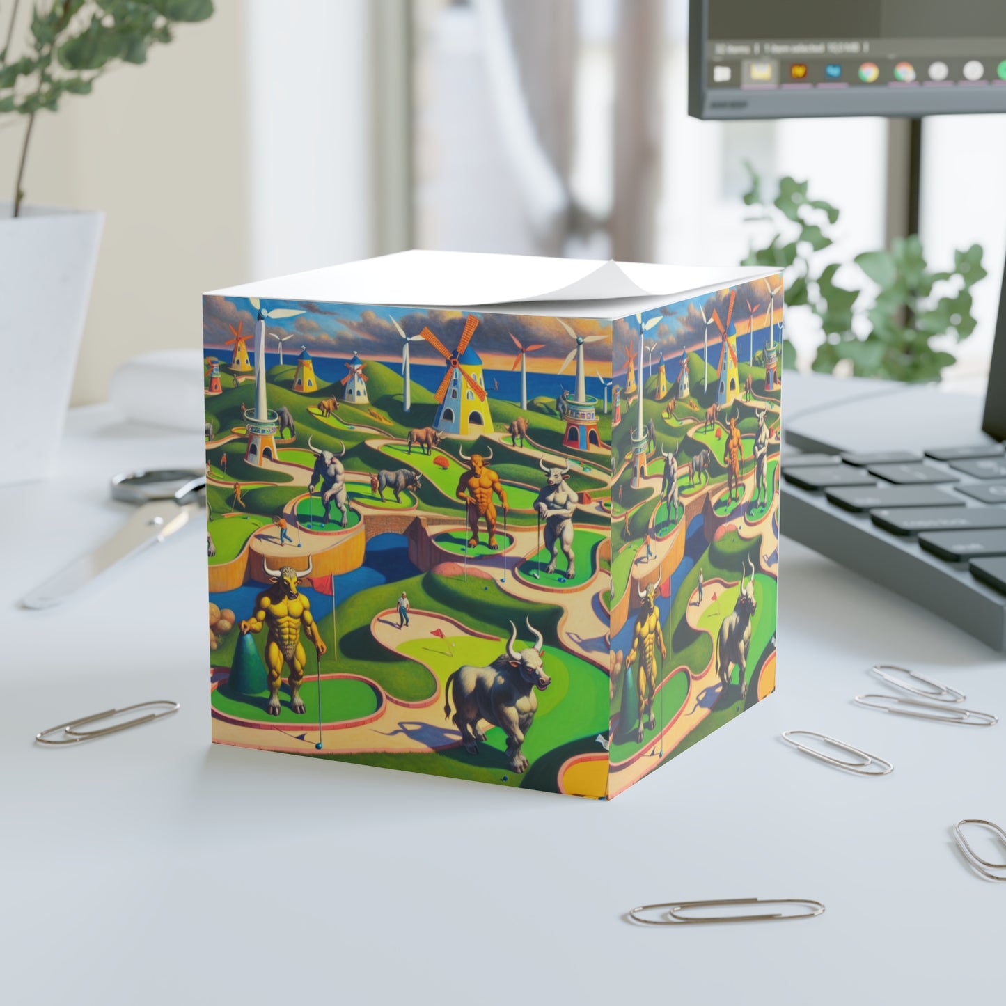 Mini-taur Golf Post It Note Cube