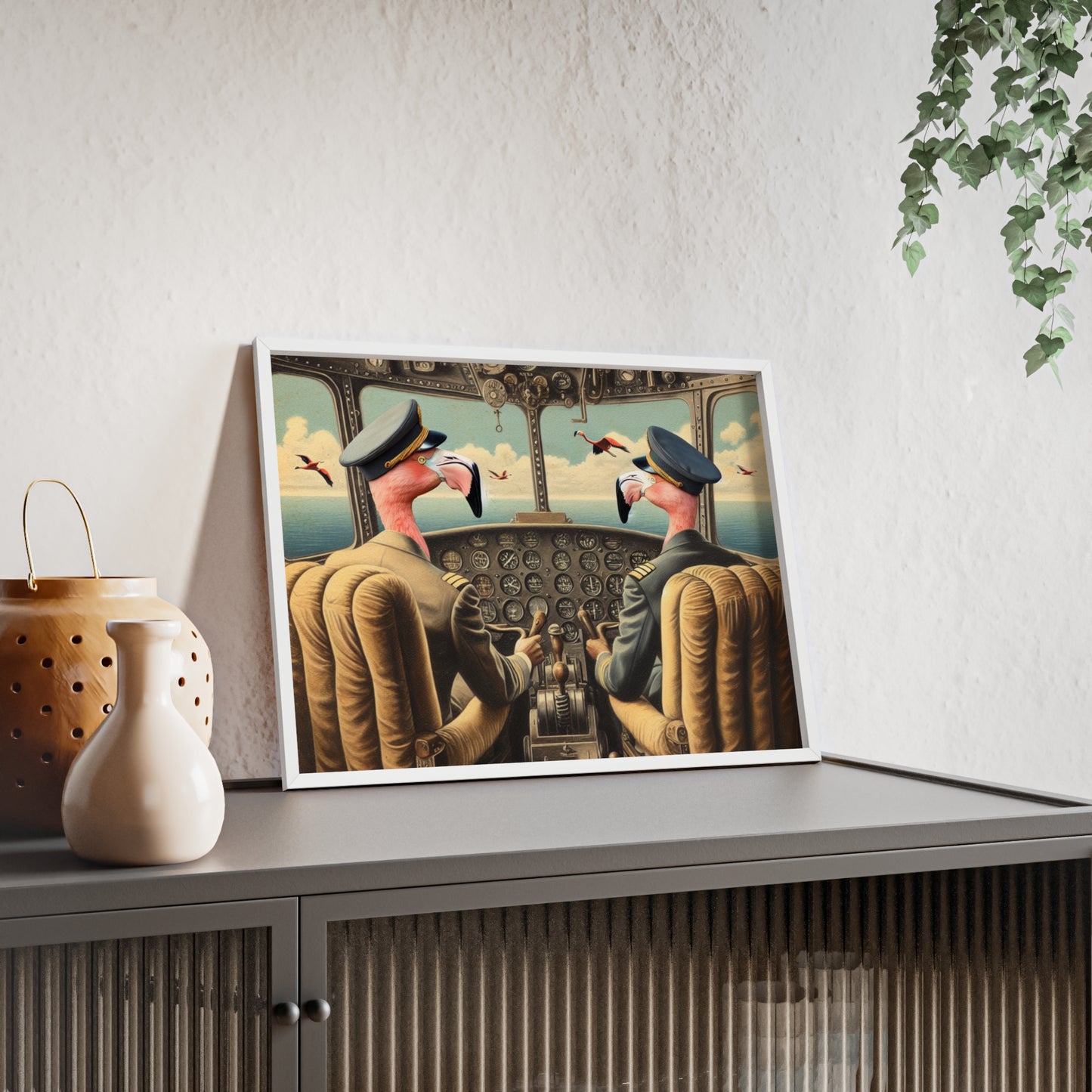 Framed Flamingo Flight Deck Poster