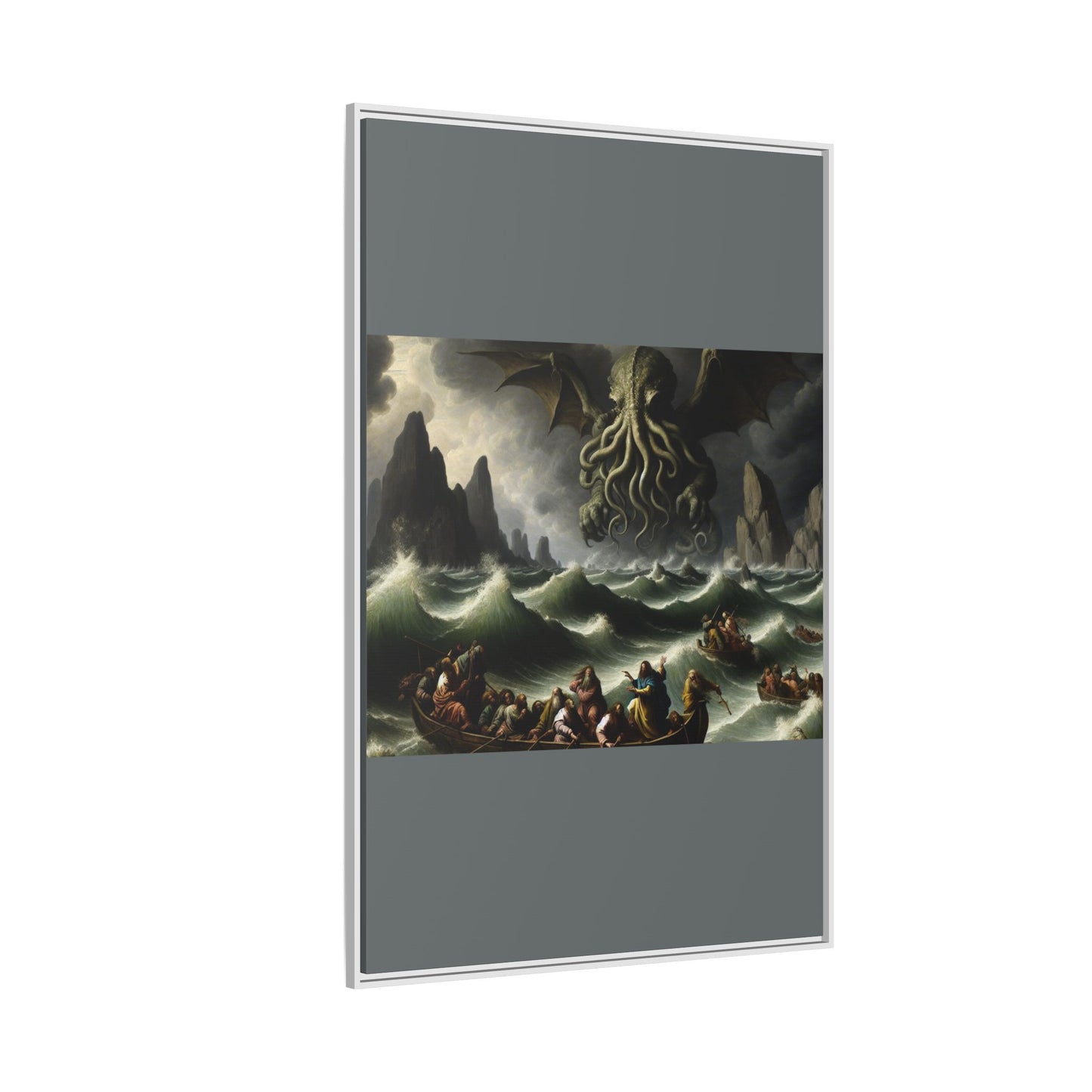 Cthulhu in the Storm Canvas, Framed (Multi-color)