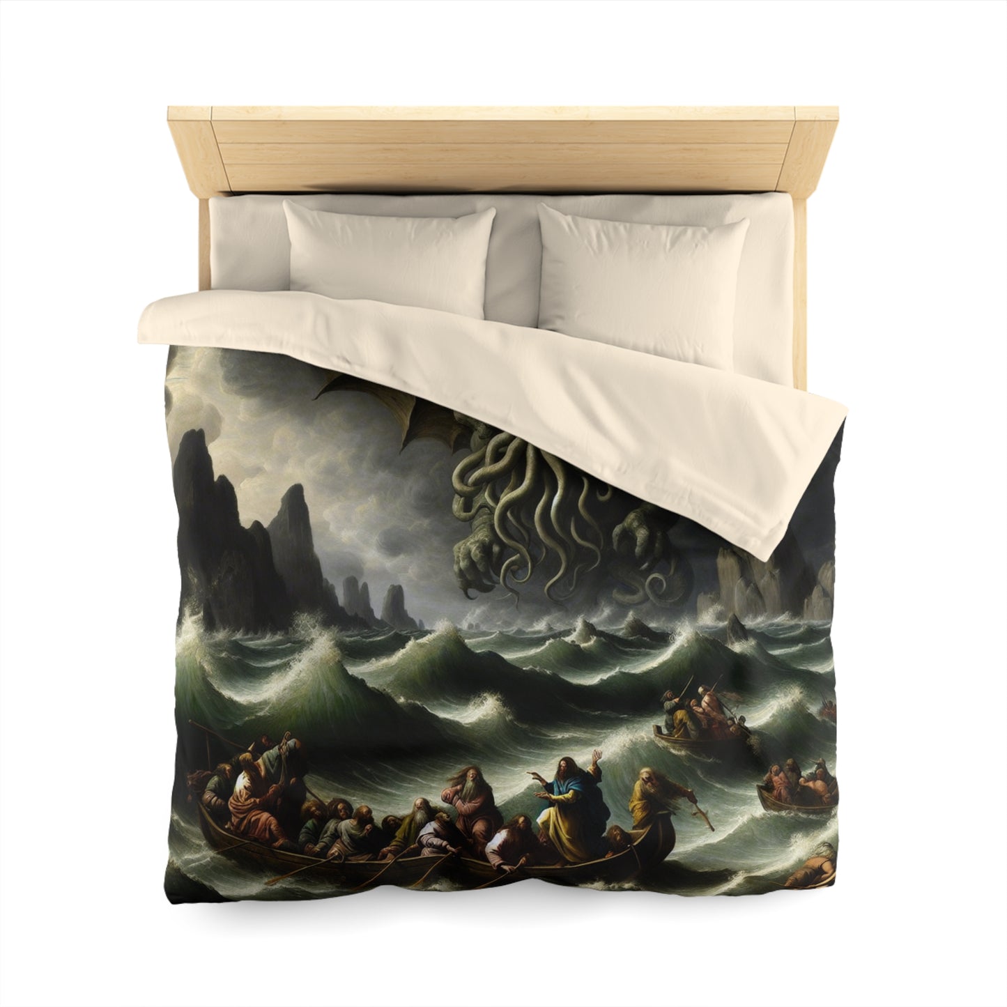 Cthulhu in the Storm Microfiber Duvet Cover