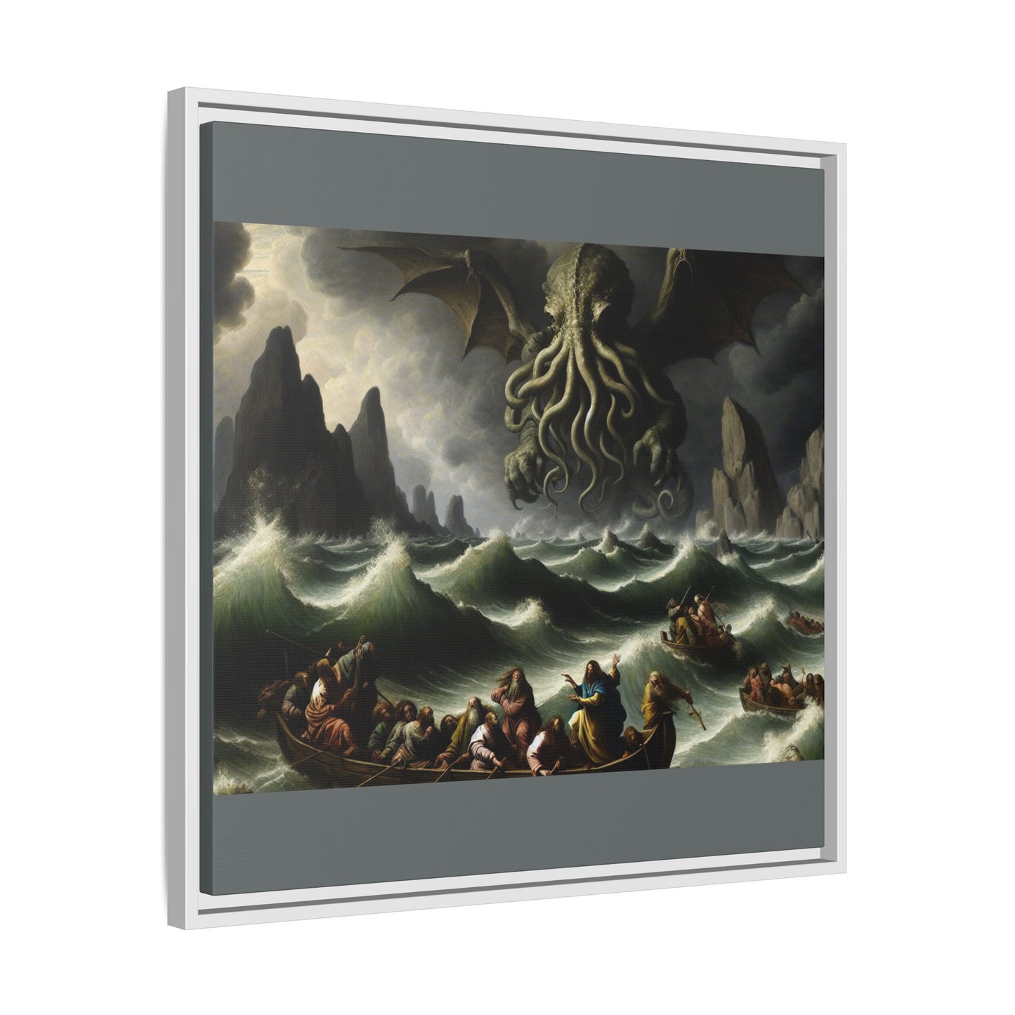 Cthulhu in the Storm Canvas, Framed (Multi-color)