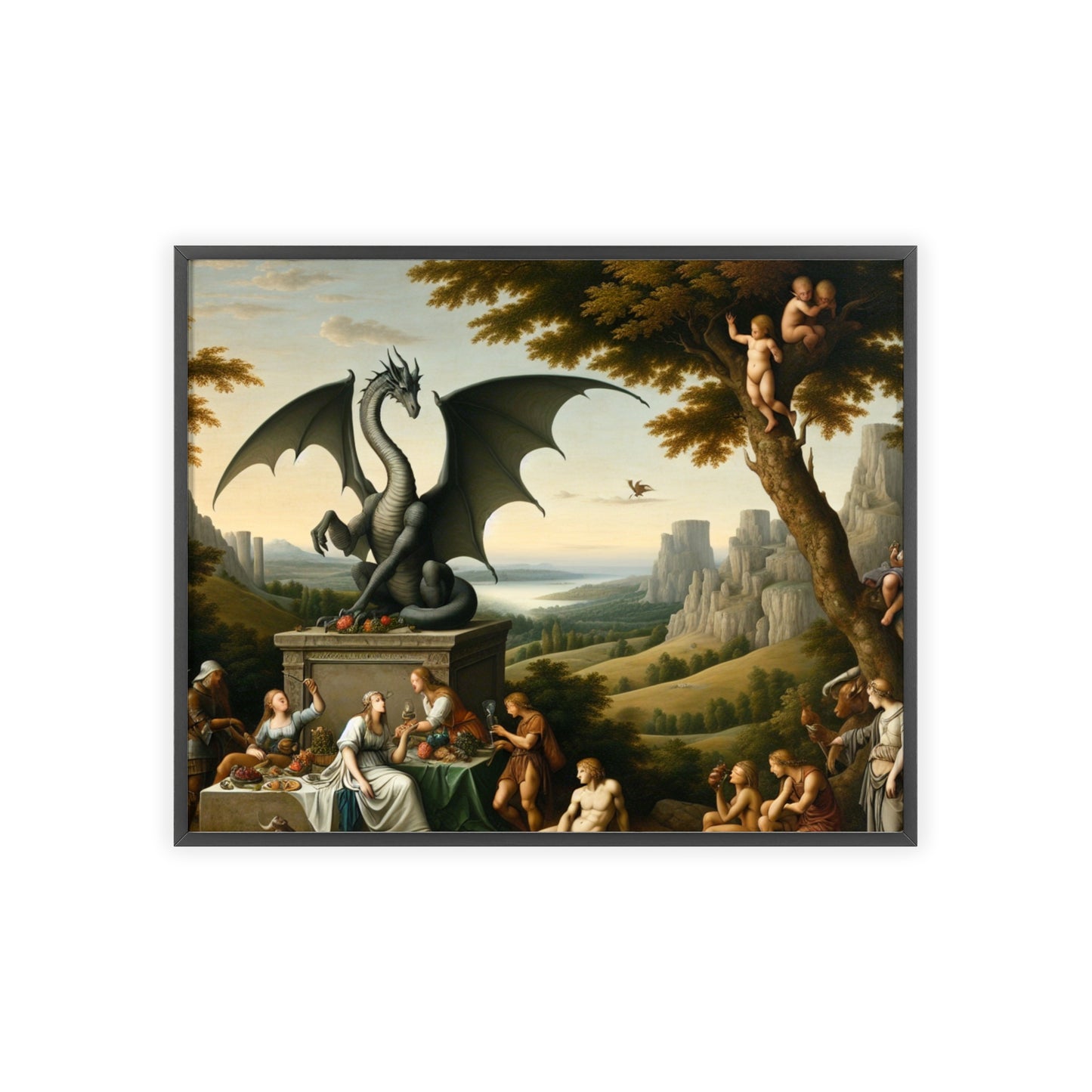 Framed Dragon Statue Poster