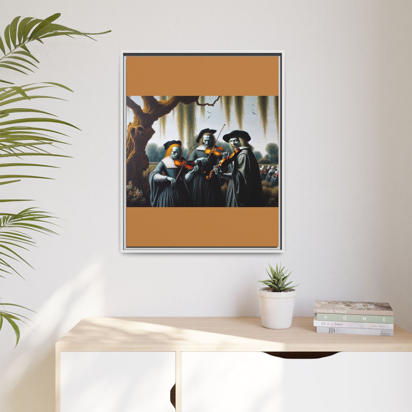 Vermeer's Vampire Violinists Canvas, Framed (Multi-color)