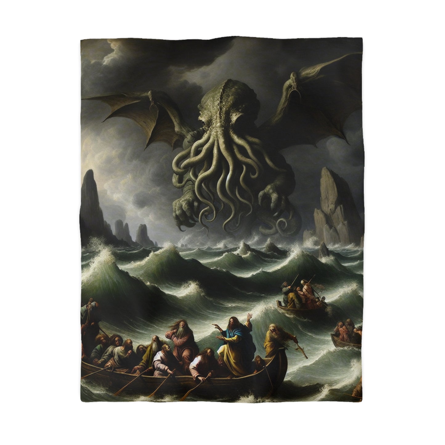 Cthulhu in the Storm Microfiber Duvet Cover
