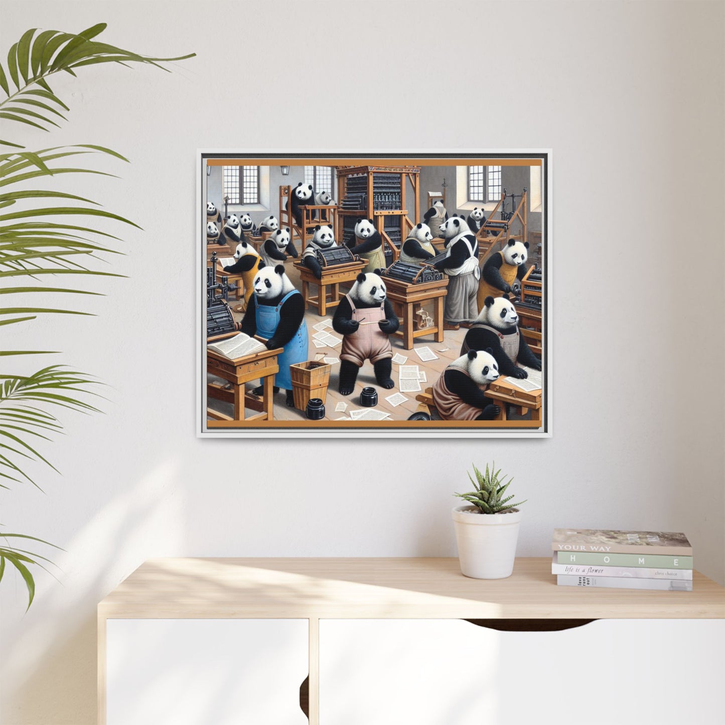Printing Pandamonium Canvas, Framed (Multi-color)