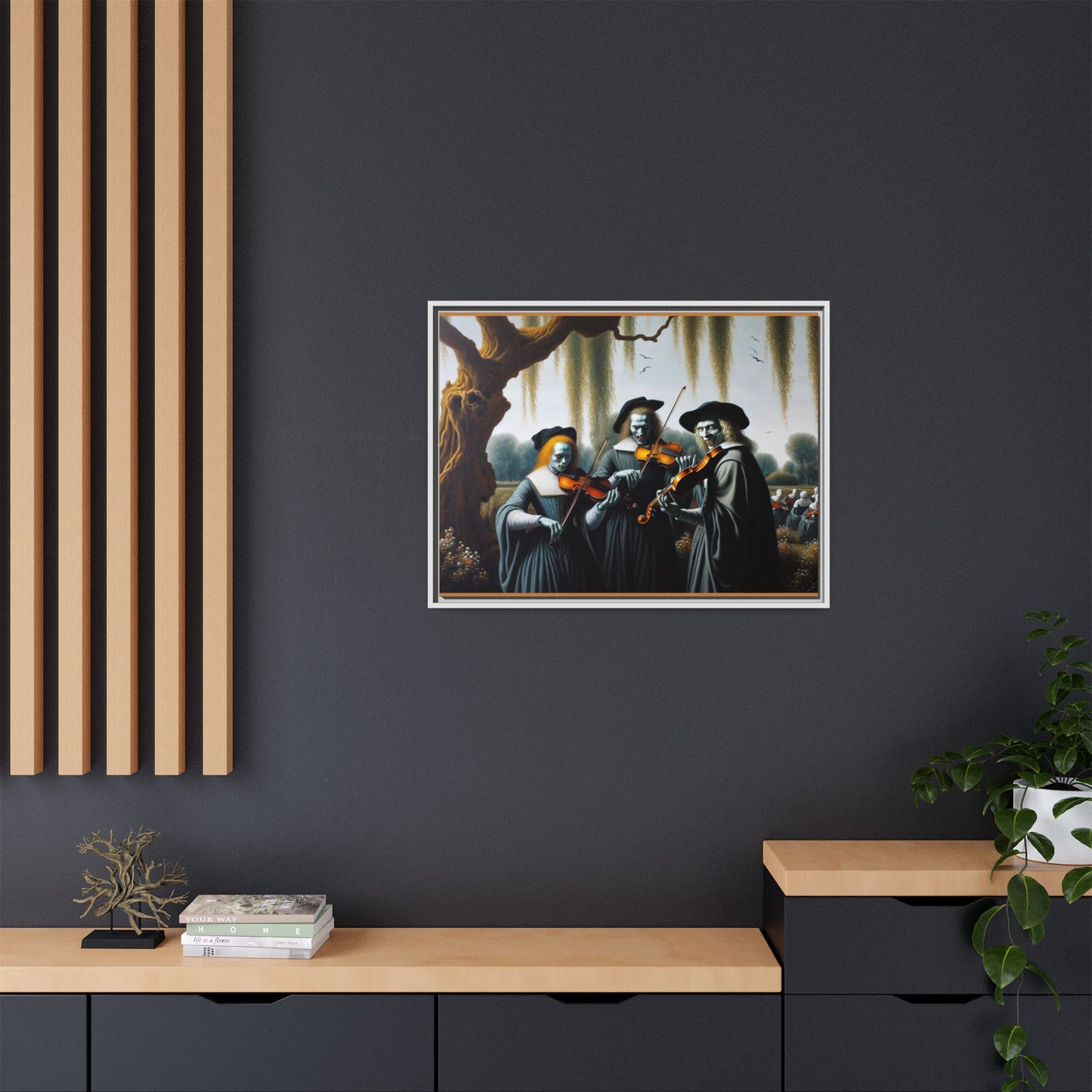 Vermeer's Vampire Violinists Canvas, Framed (Multi-color)