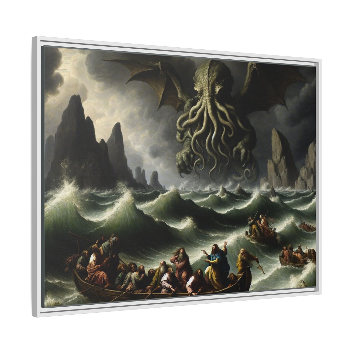 Cthulhu in the Storm Canvas, Framed (Multi-color)