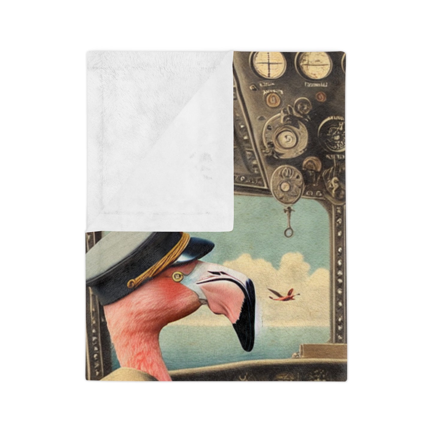 Flamingo Flight Deck Velveteen Microfiber Blanket