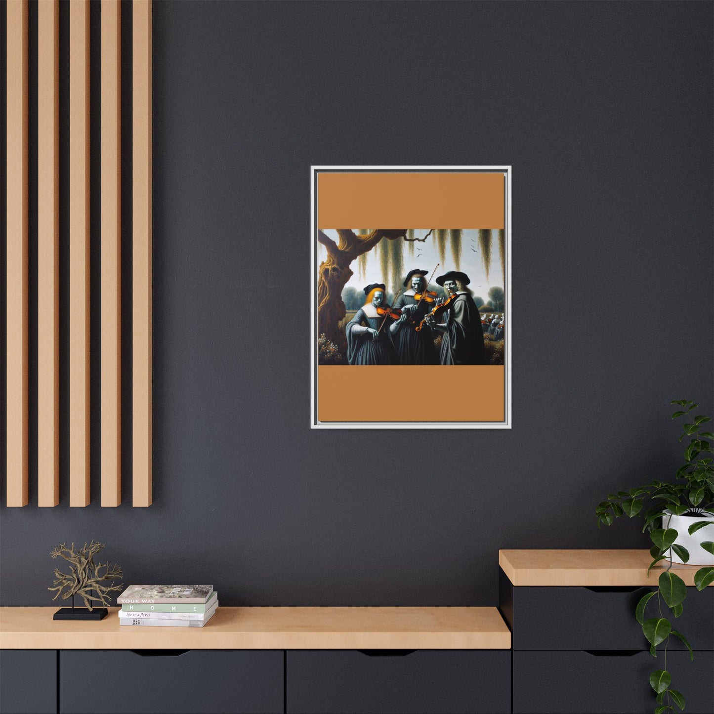 Vermeer's Vampire Violinists Canvas, Framed (Multi-color)