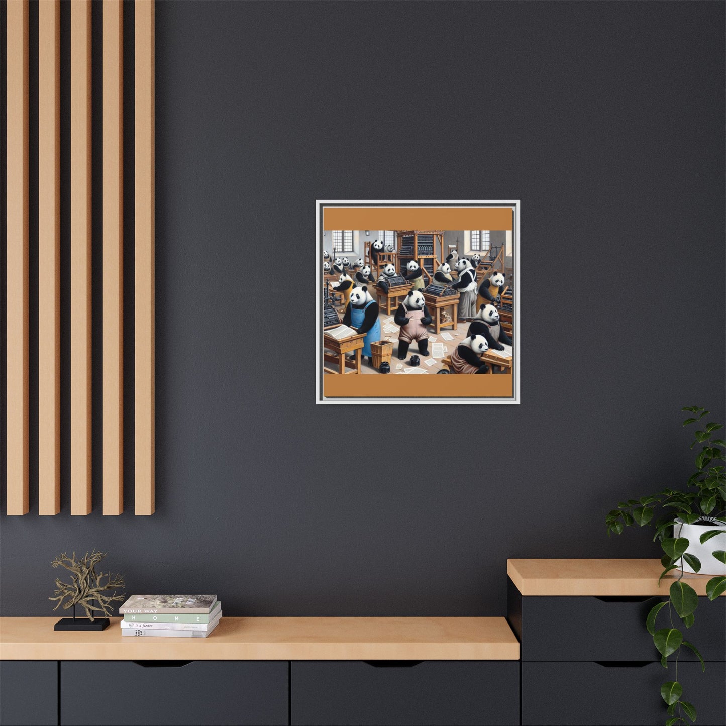 Printing Pandamonium Canvas, Framed (Multi-color)