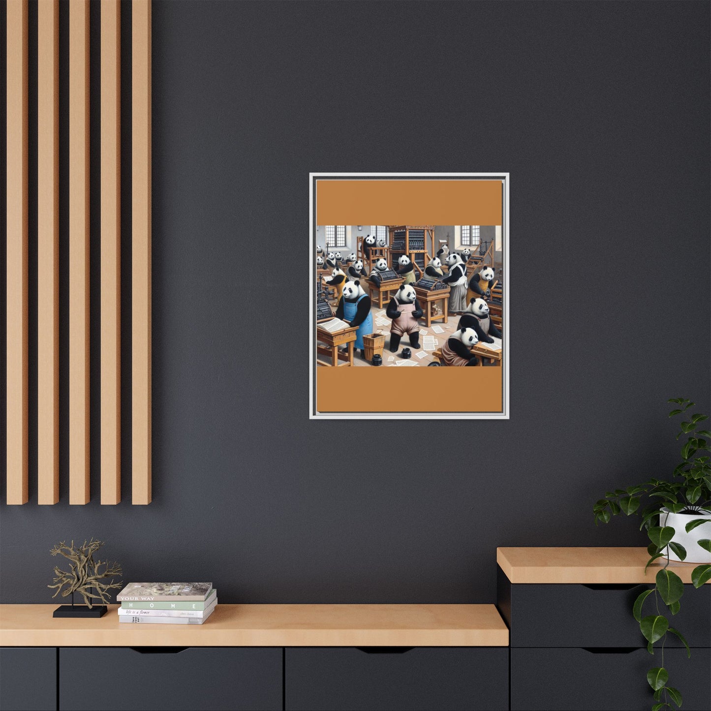 Printing Pandamonium Canvas, Framed (Multi-color)
