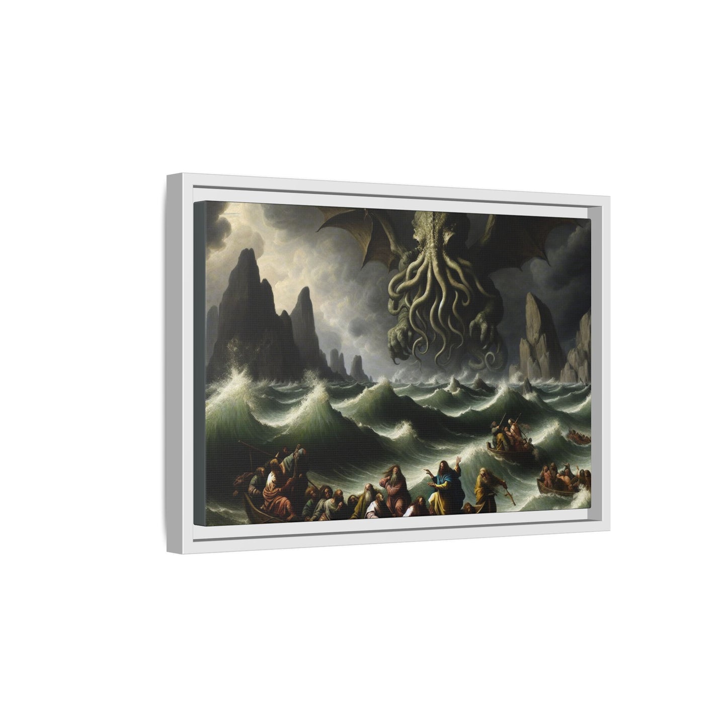 Cthulhu in the Storm Canvas, Framed (Multi-color)