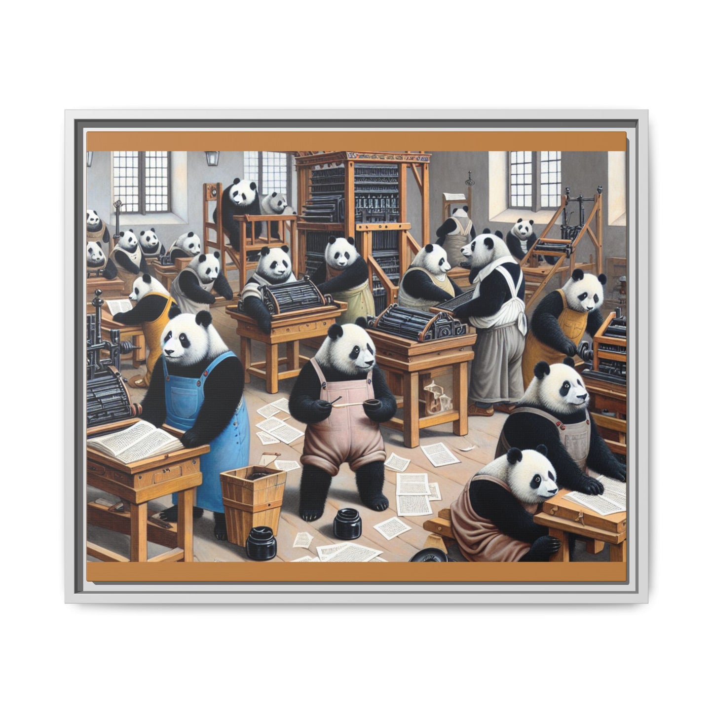 Printing Pandamonium Canvas, Framed (Multi-color)