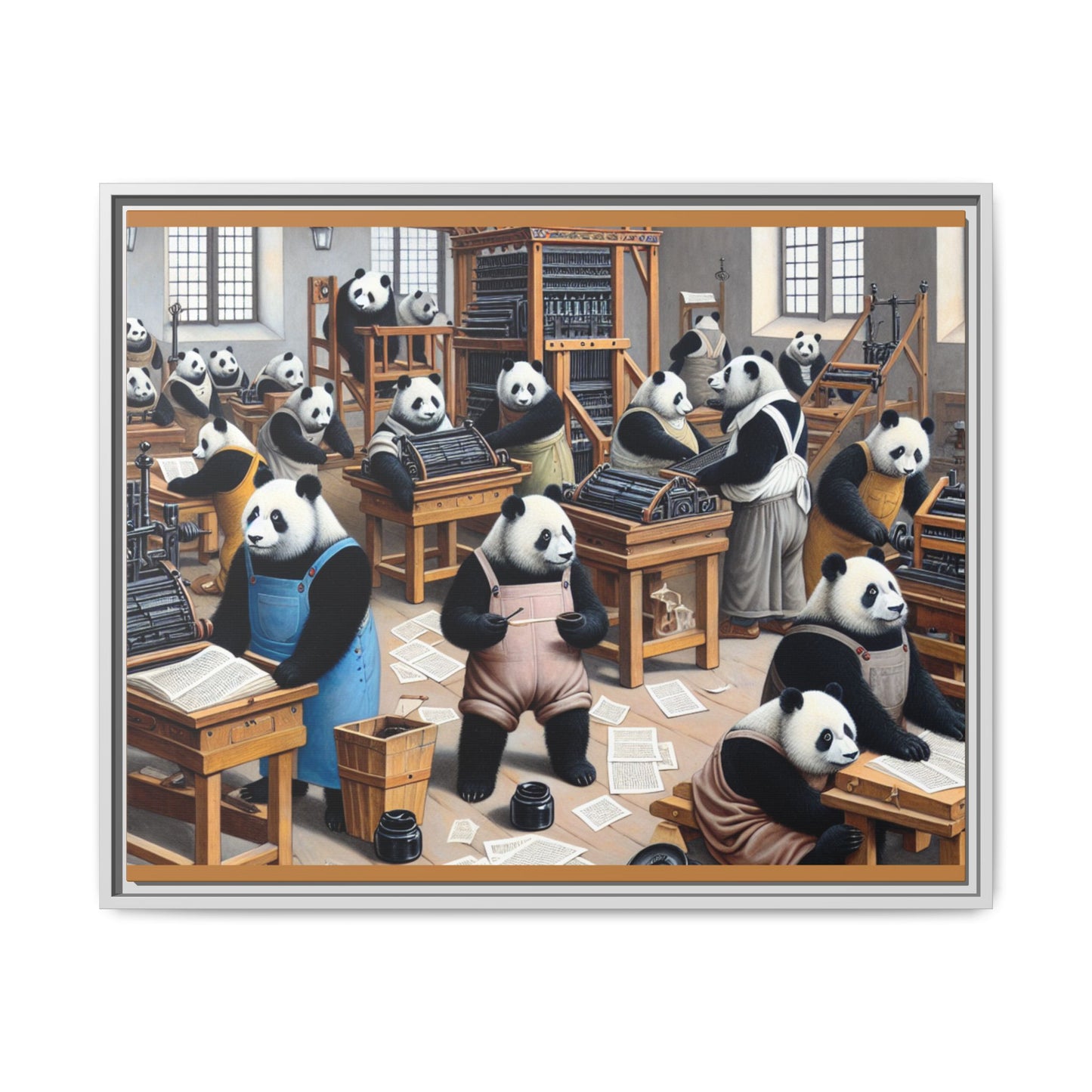 Printing Pandamonium Canvas, Framed (Multi-color)