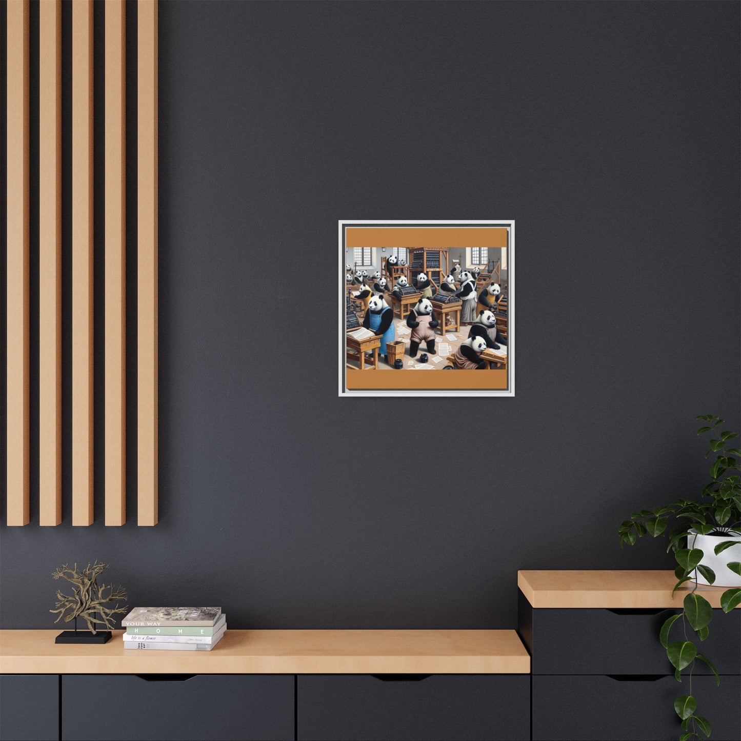 Printing Pandamonium Canvas, Framed (Multi-color)