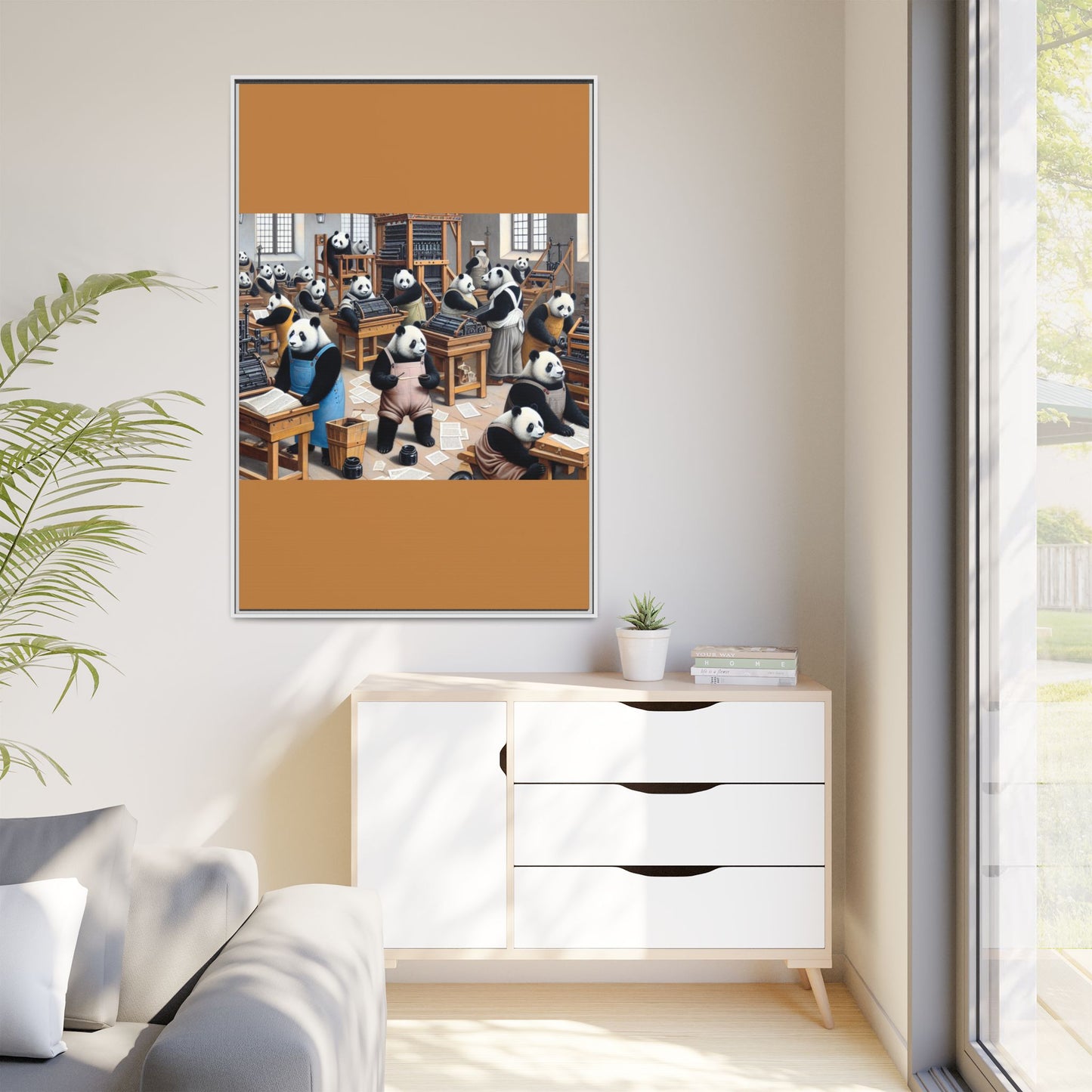 Printing Pandamonium Canvas, Framed (Multi-color)