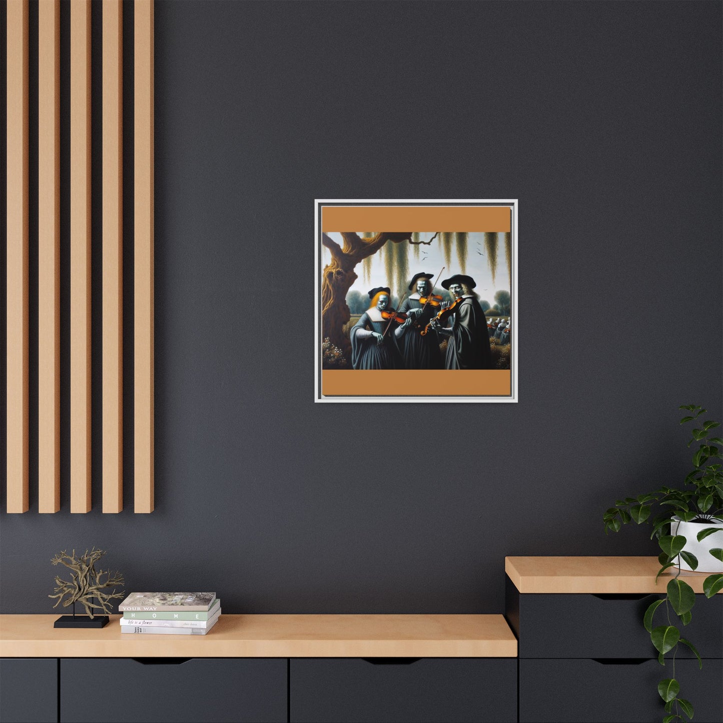 Vermeer's Vampire Violinists Canvas, Framed (Multi-color)