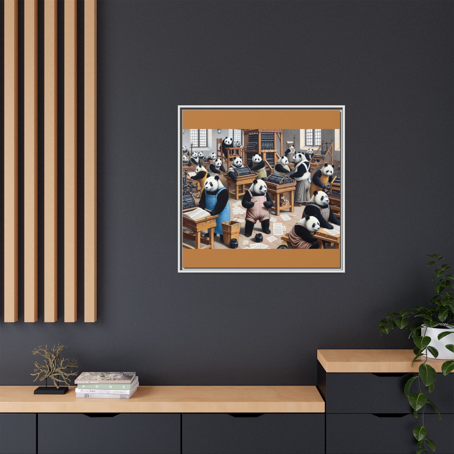 Printing Pandamonium Canvas, Framed (Multi-color)